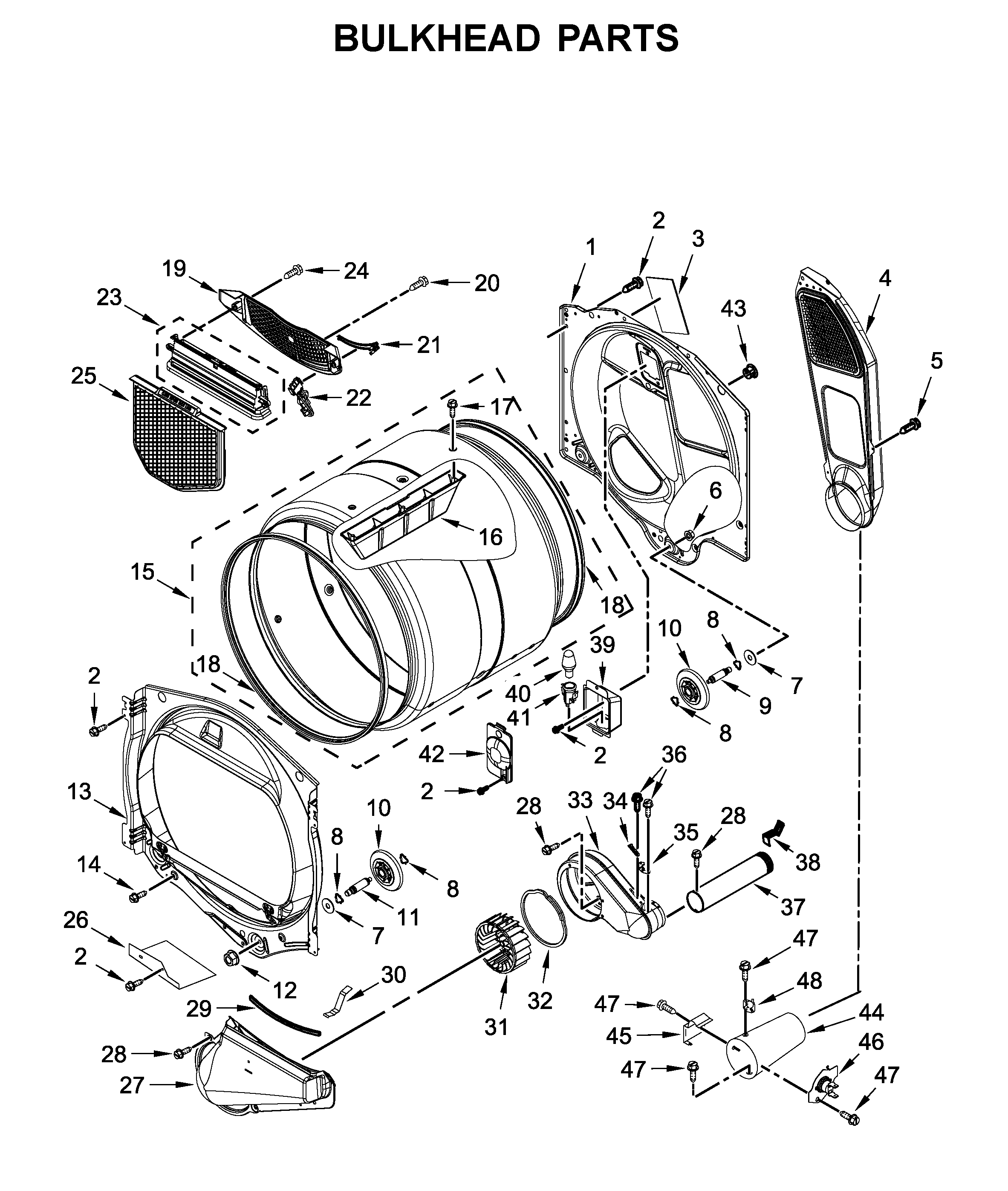 Maytag MGD6230RHW0 bulkhead parts diagram