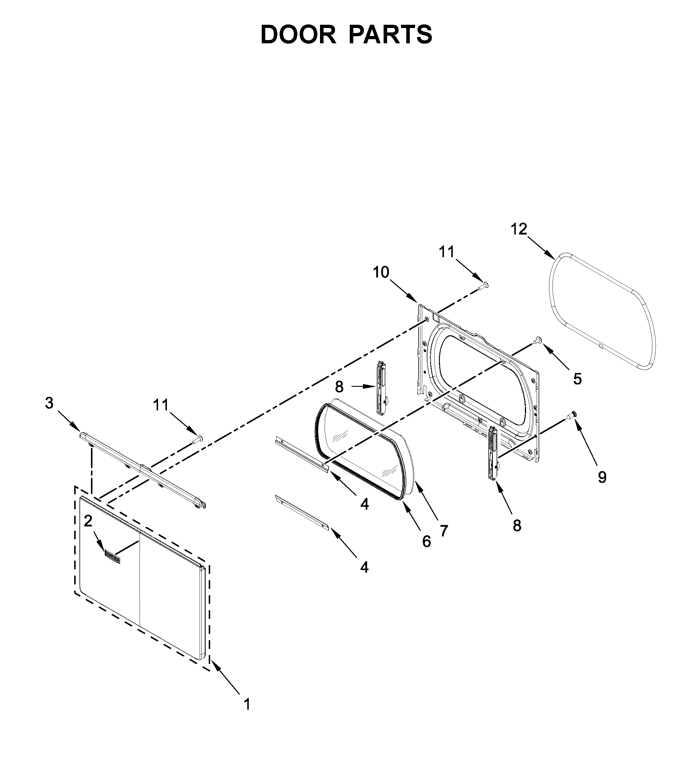Maytag MGD6230RHW0 door parts diagram