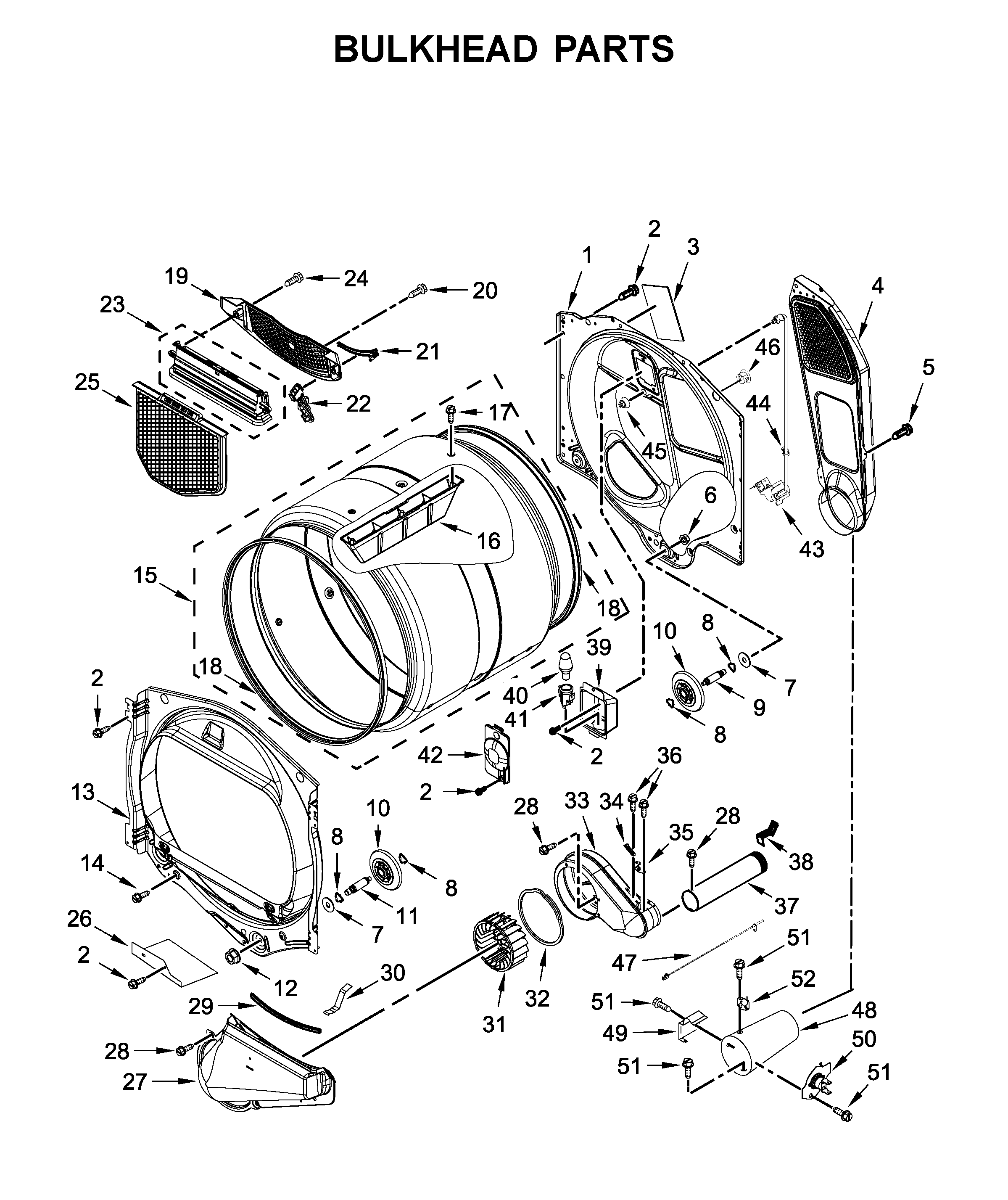Maytag MGD7230HC0 bulkhead parts diagram