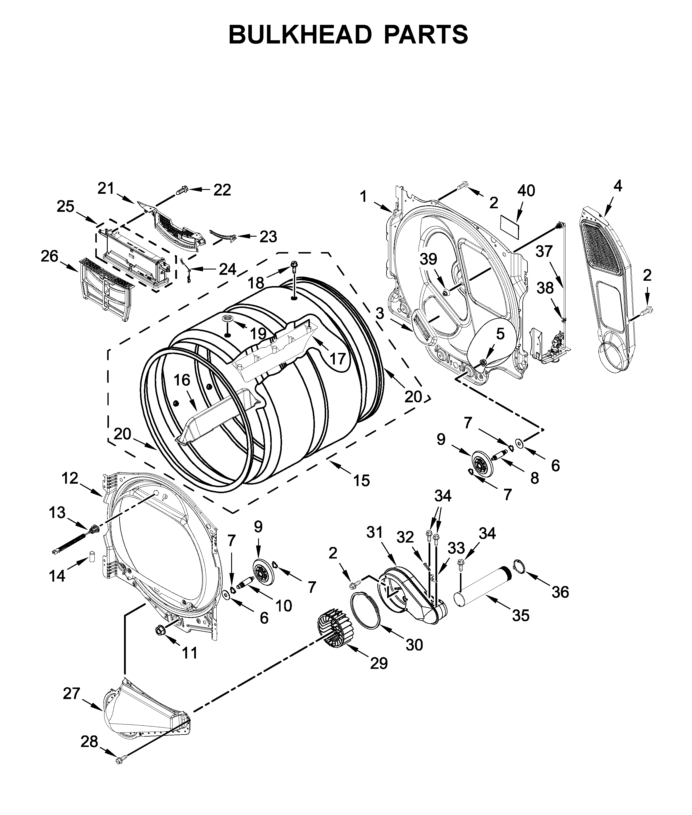 Maytag MED8230HC0 bulkhead parts diagram