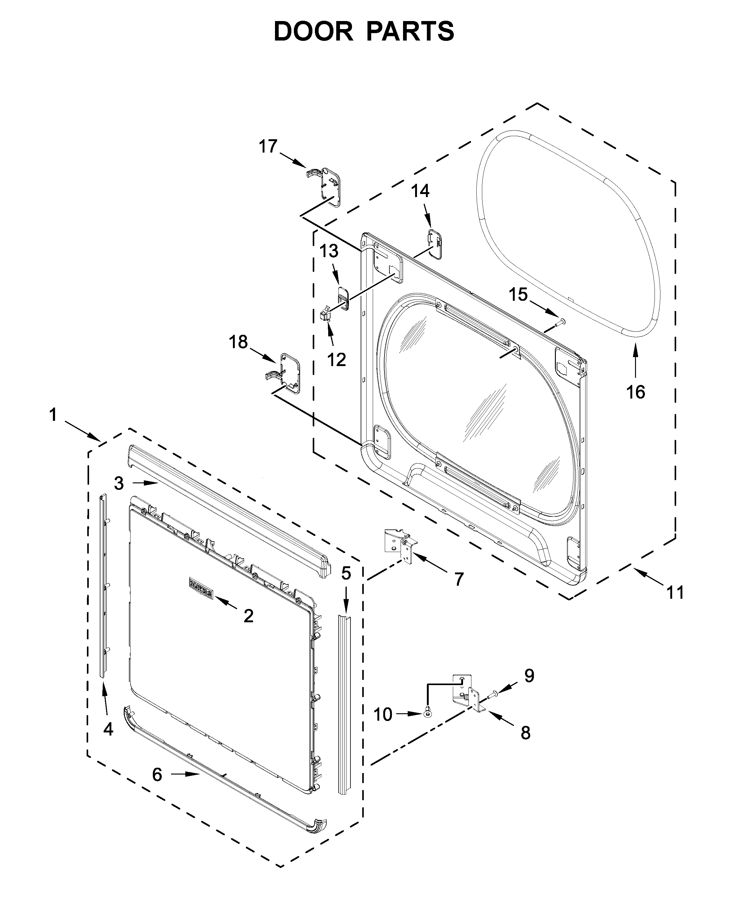 Maytag MED8230HC0 door parts diagram