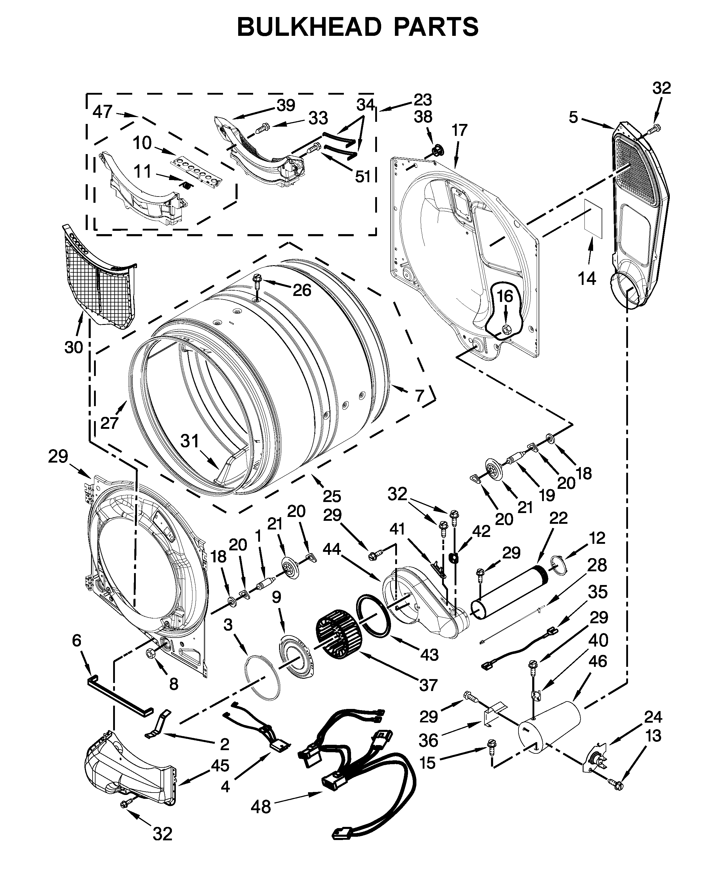 Whirlpool WGD72HEDW1 bulkhead parts diagram