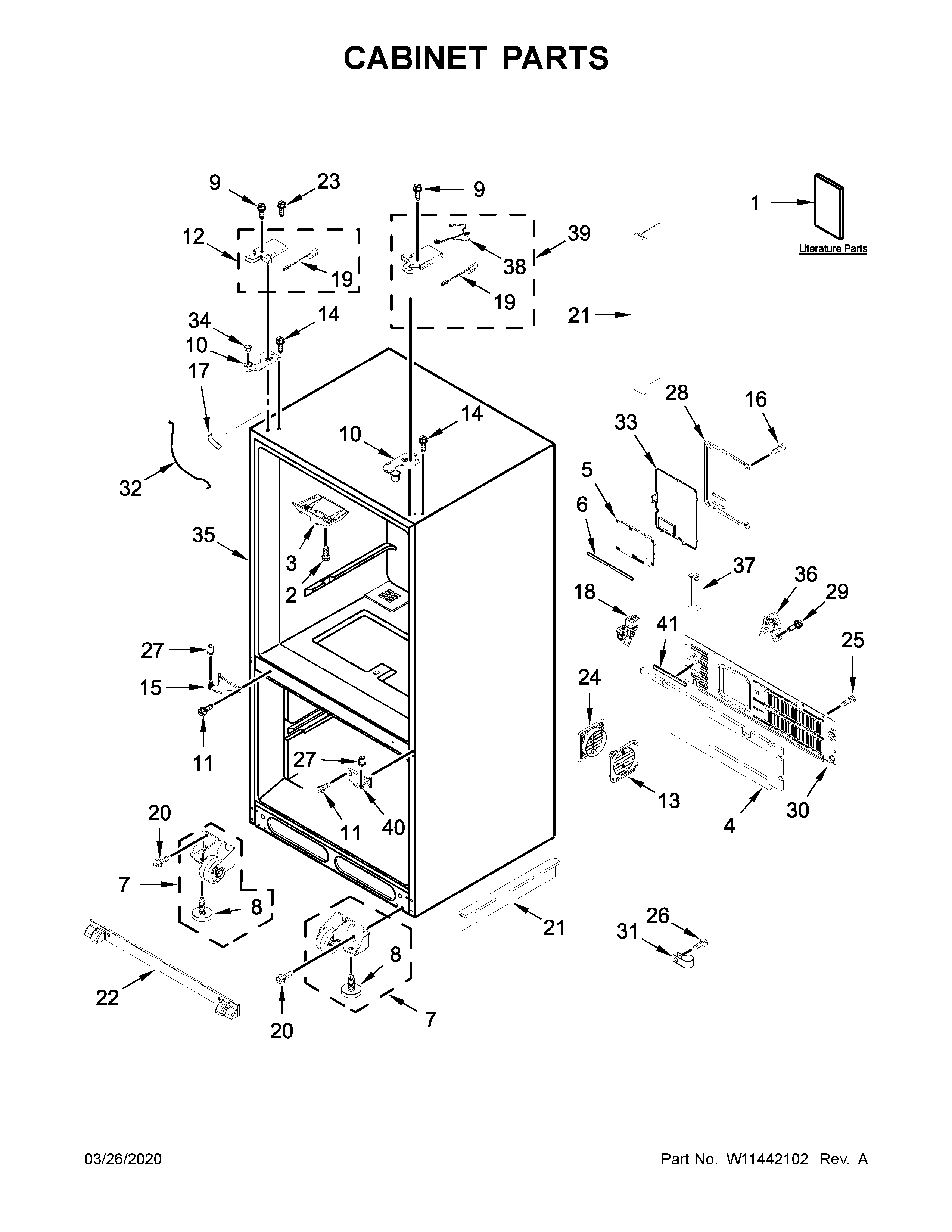 KitchenAid KRFC704FPS04 cabinet parts diagram