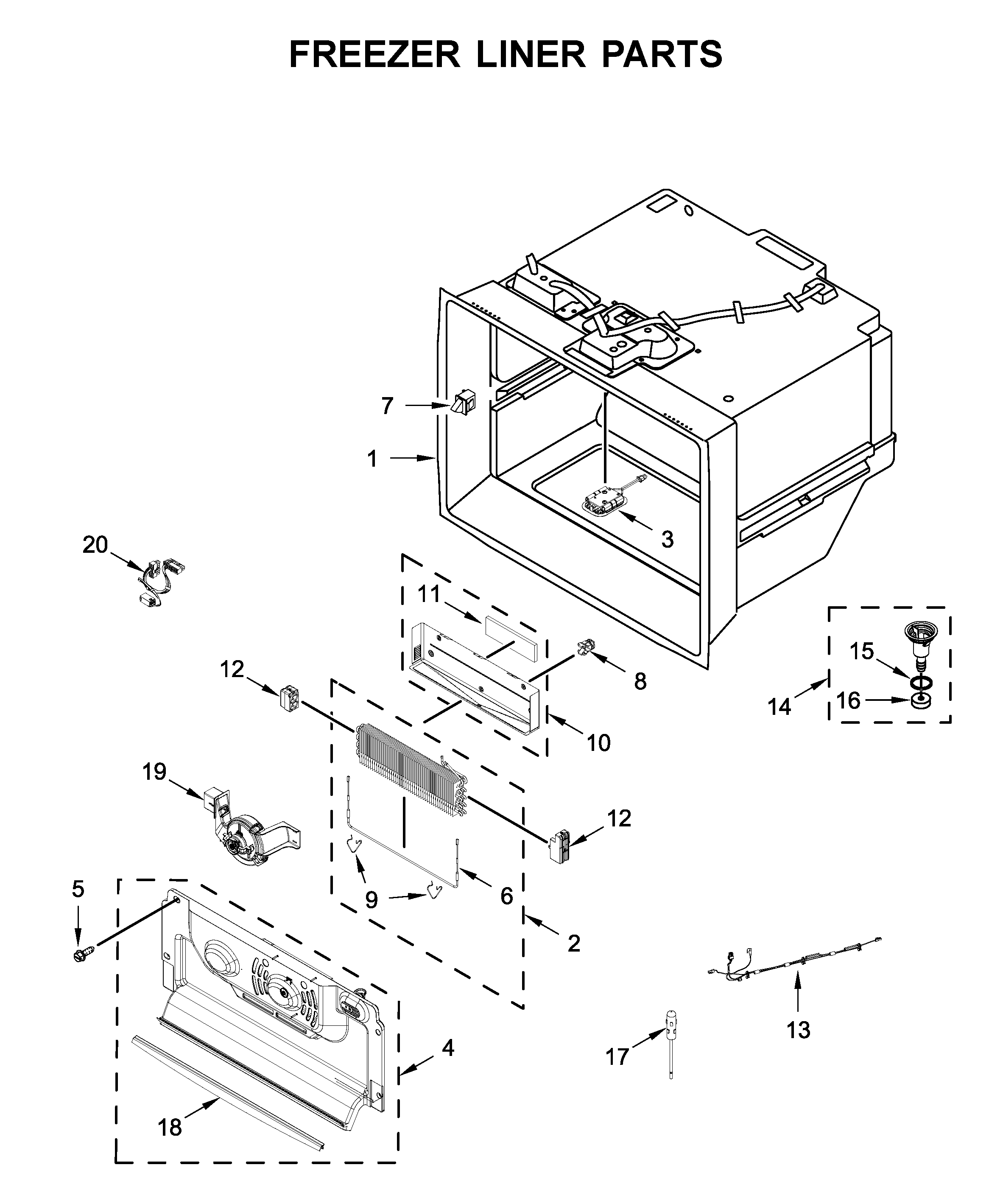 KitchenAid KRFC704FPS04 freezer liner parts diagram