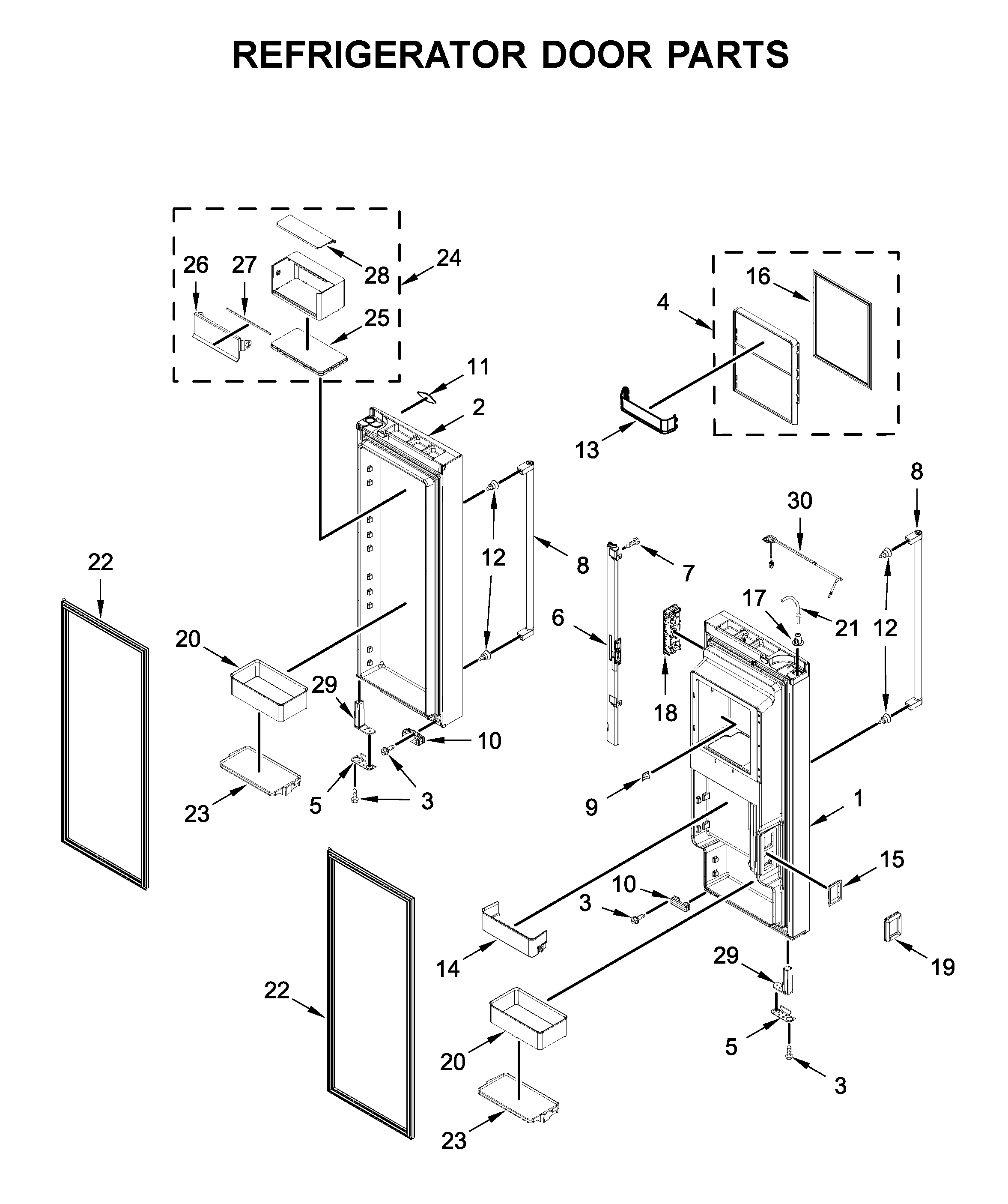 KitchenAid KRFC704FPS04 refrigerator door parts diagram