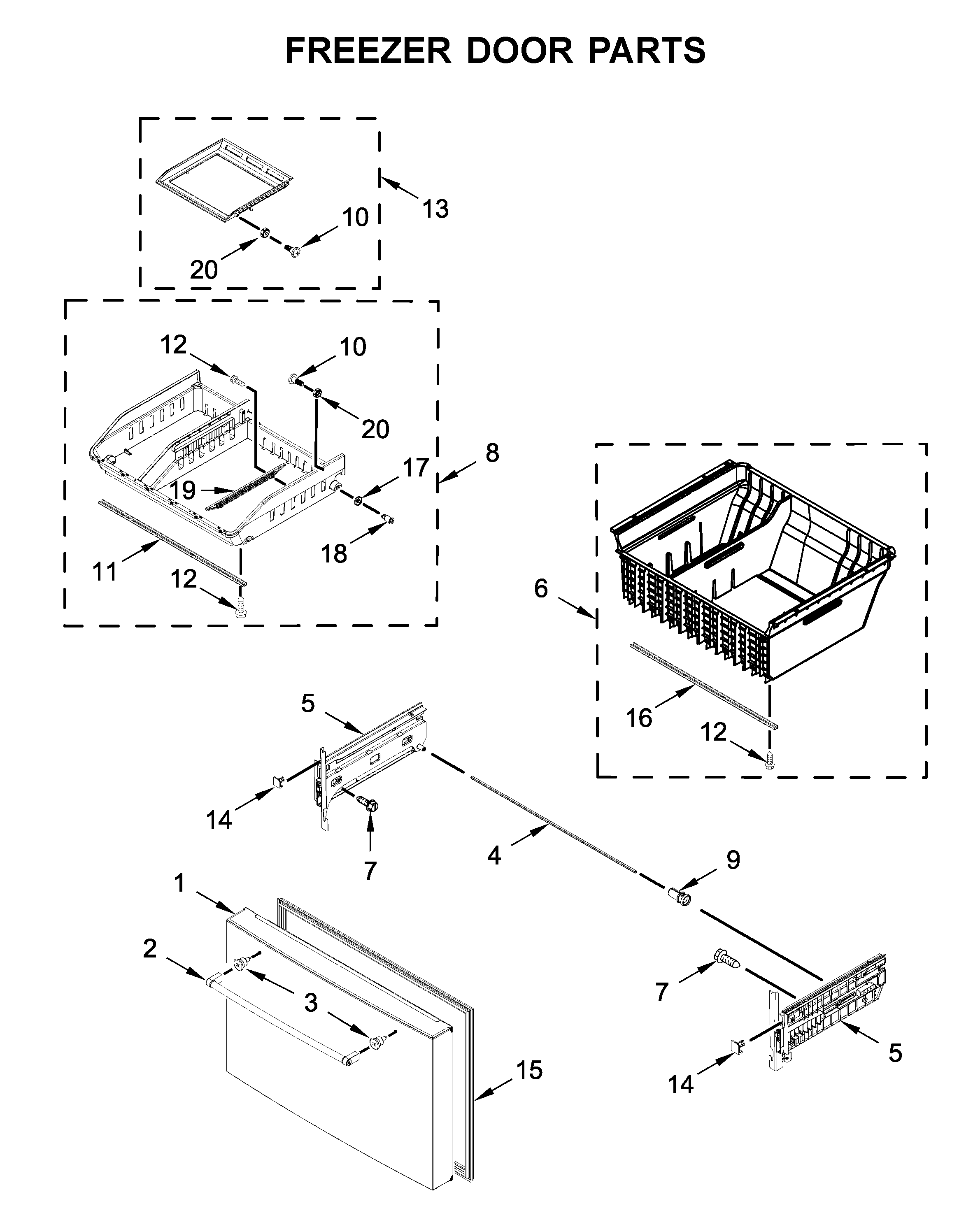 KitchenAid KRFC704FPS04 freezer door parts diagram