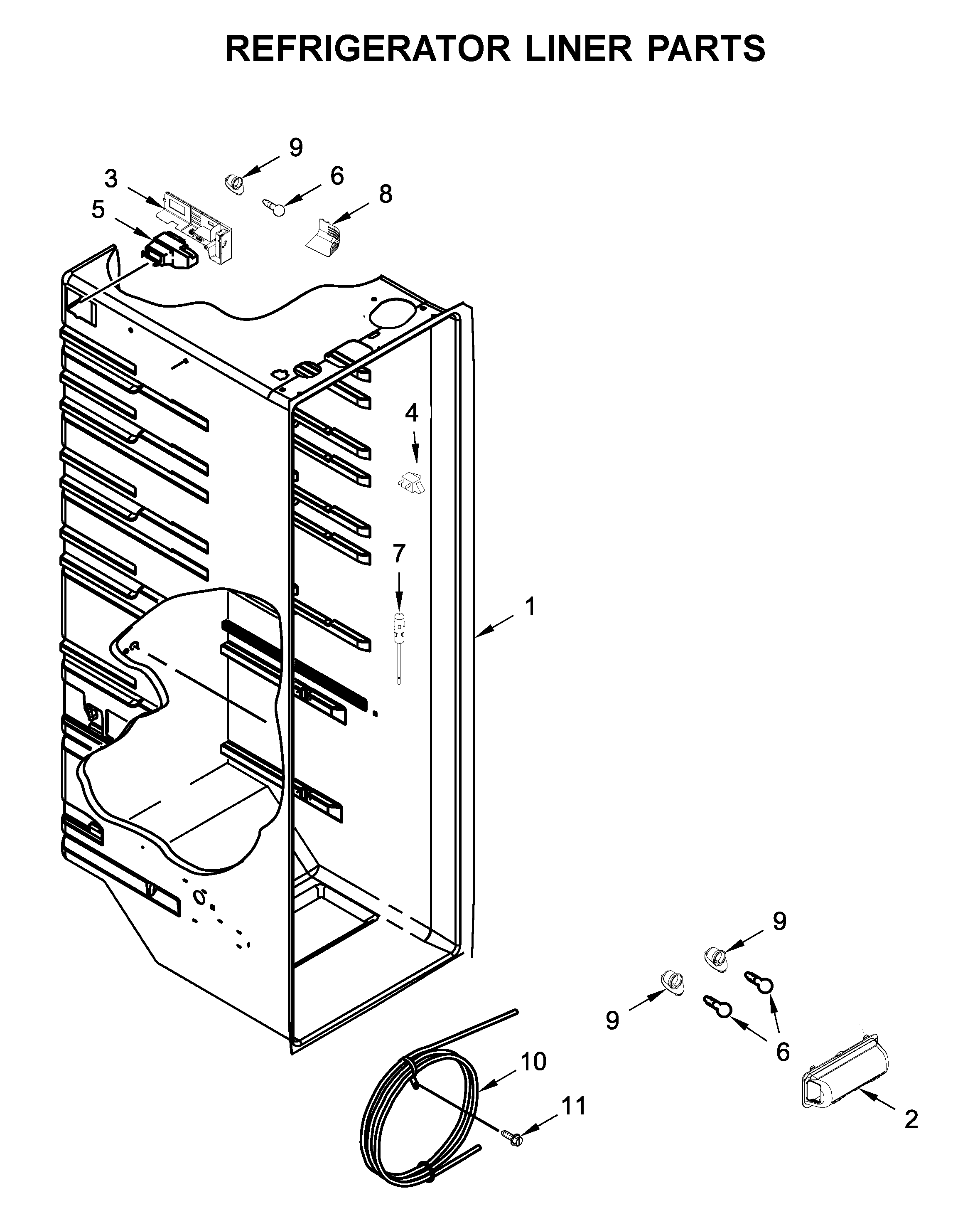 Whirlpool WRS315SDHZ02 refrigerator liner parts diagram