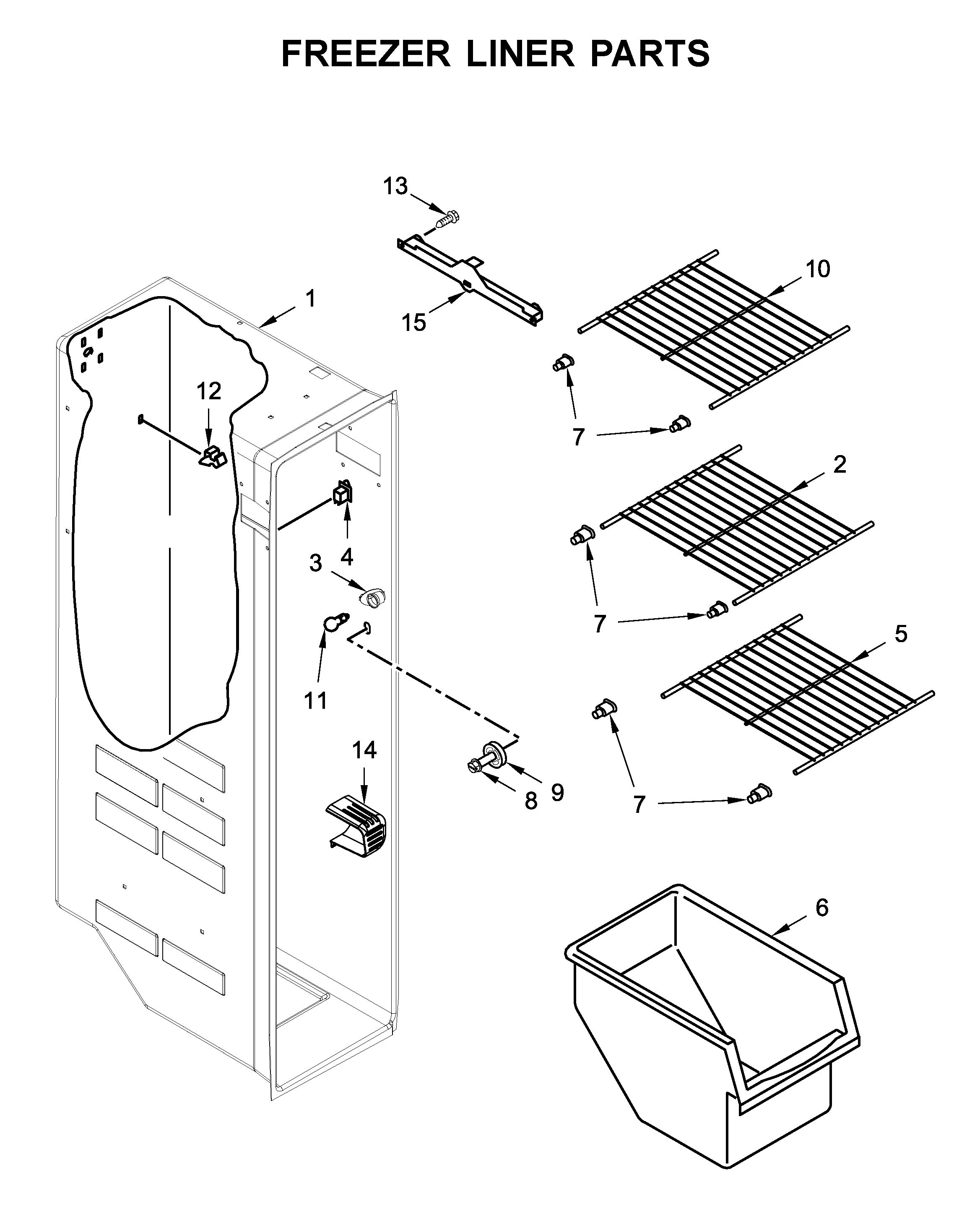 Whirlpool WRS315SDHZ02 freezer liner parts diagram