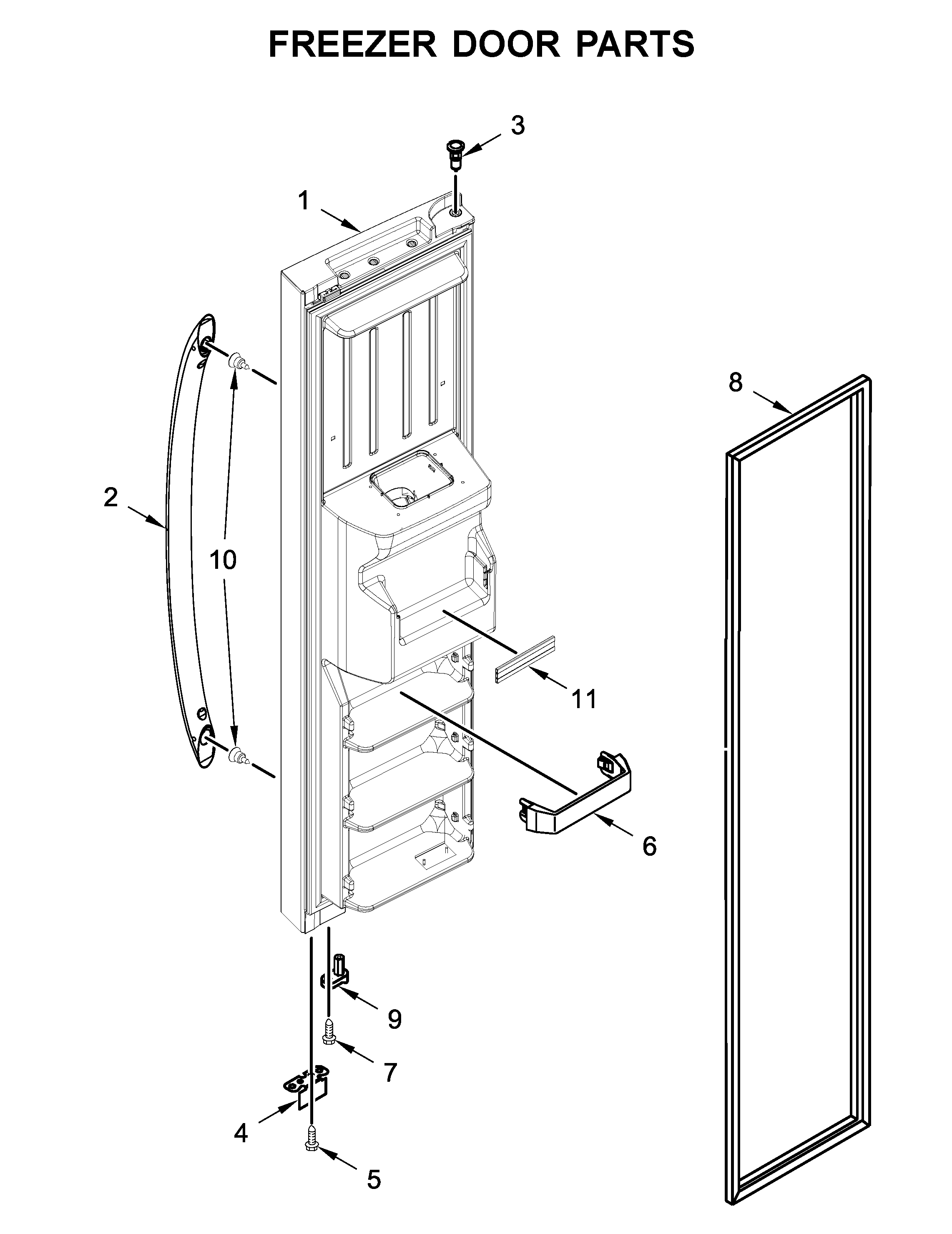 Whirlpool WRS315SDHZ02 freezer door parts diagram