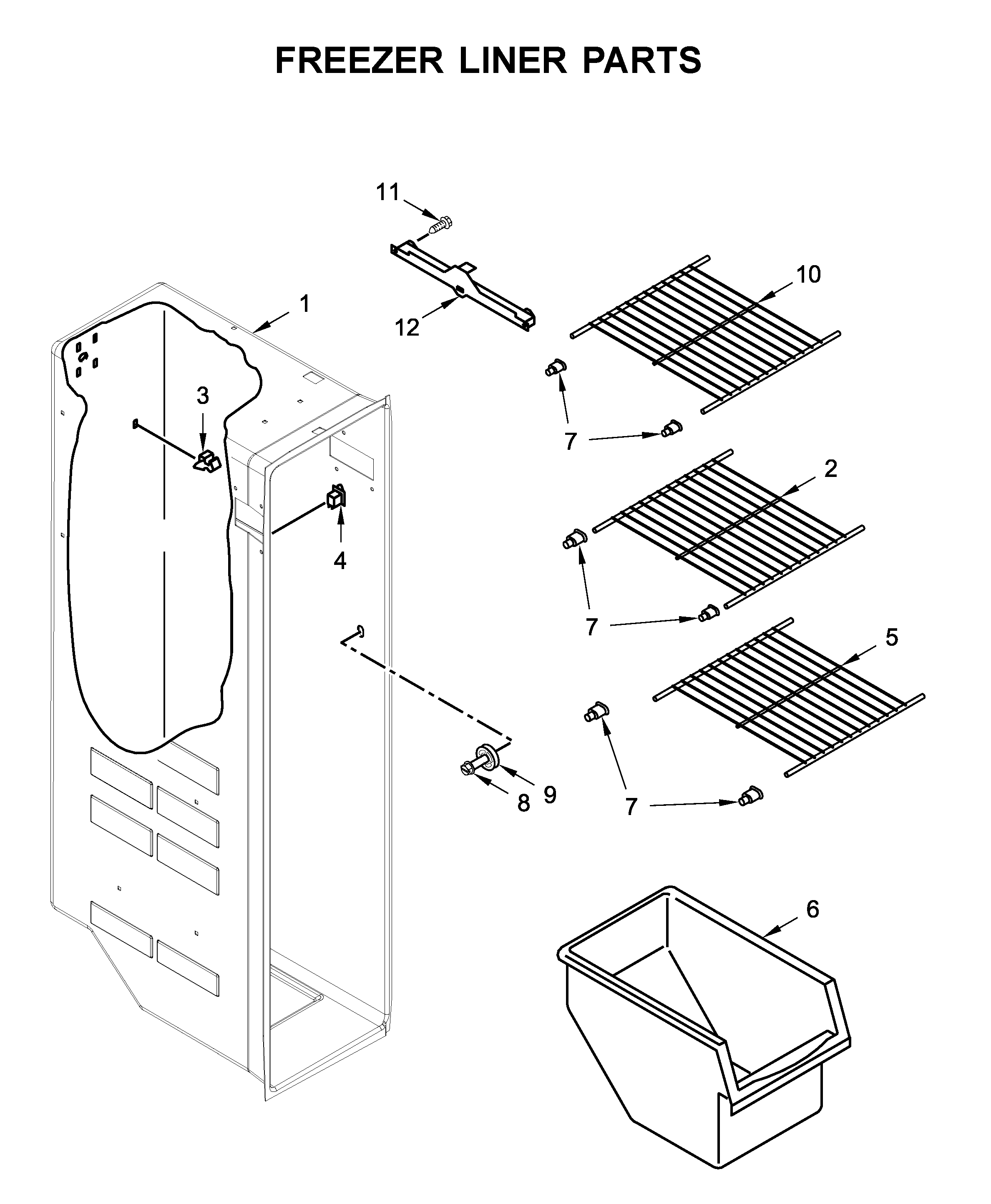 Whirlpool WRS315SDHM04 freezer liner parts diagram