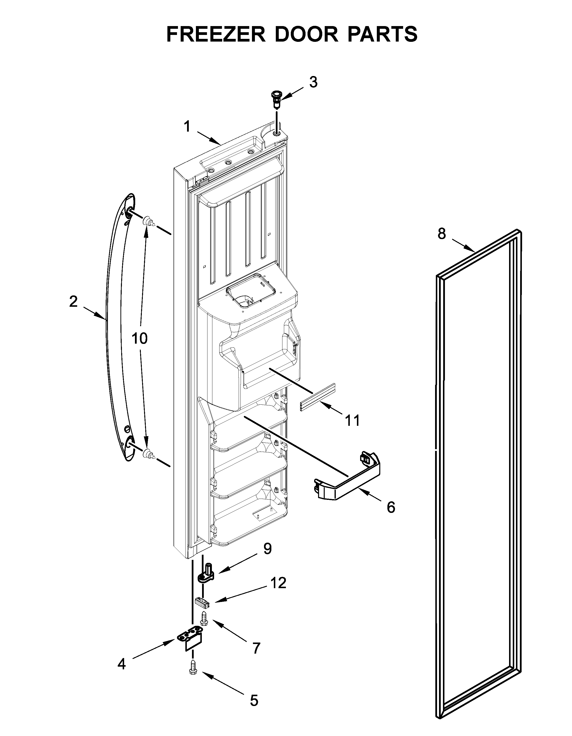 Whirlpool WRS315SDHM04 freezer door parts diagram