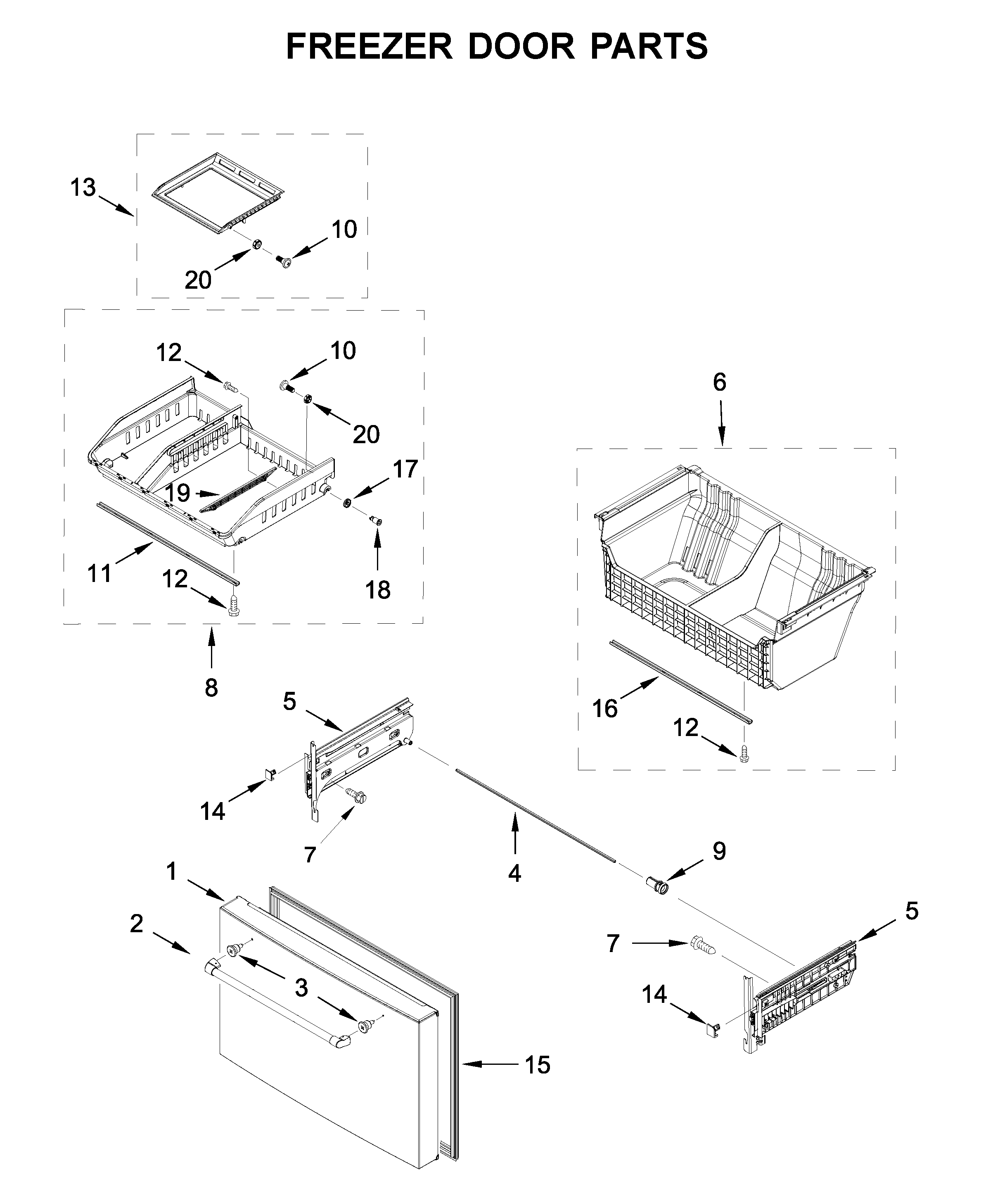 Jenn-Air JFFCC72EHL02 freezer door parts diagram