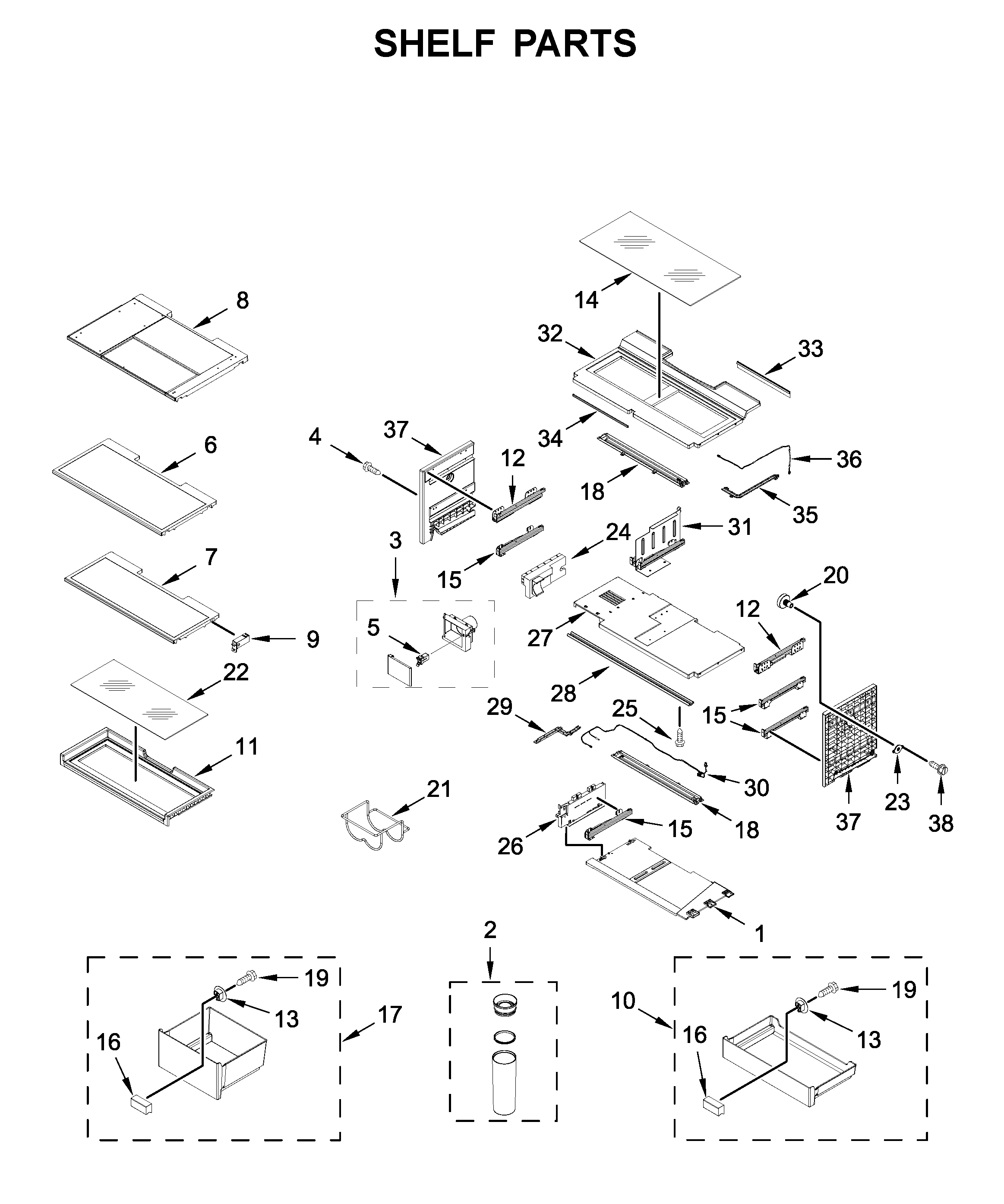 Jenn-Air JFFCC72EHL02 shelf parts diagram