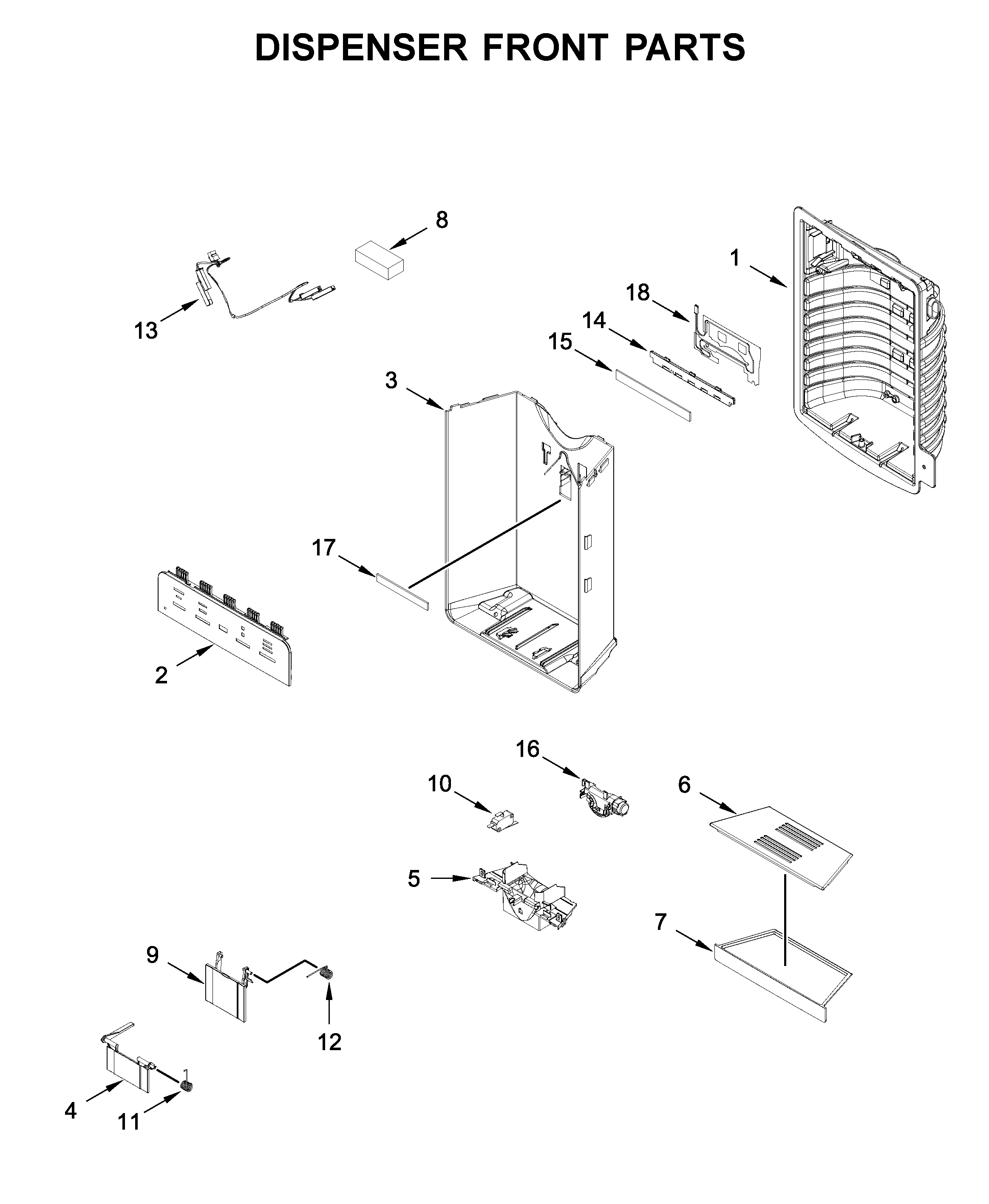Jenn-Air JFFCC72EHL02 dispenser front parts diagram