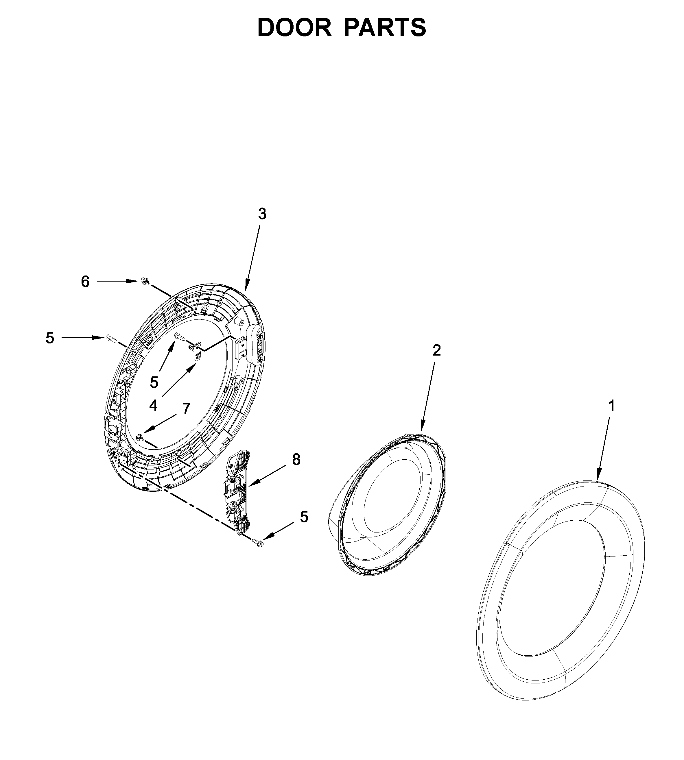 Whirlpool WFW5620HW1 door parts diagram