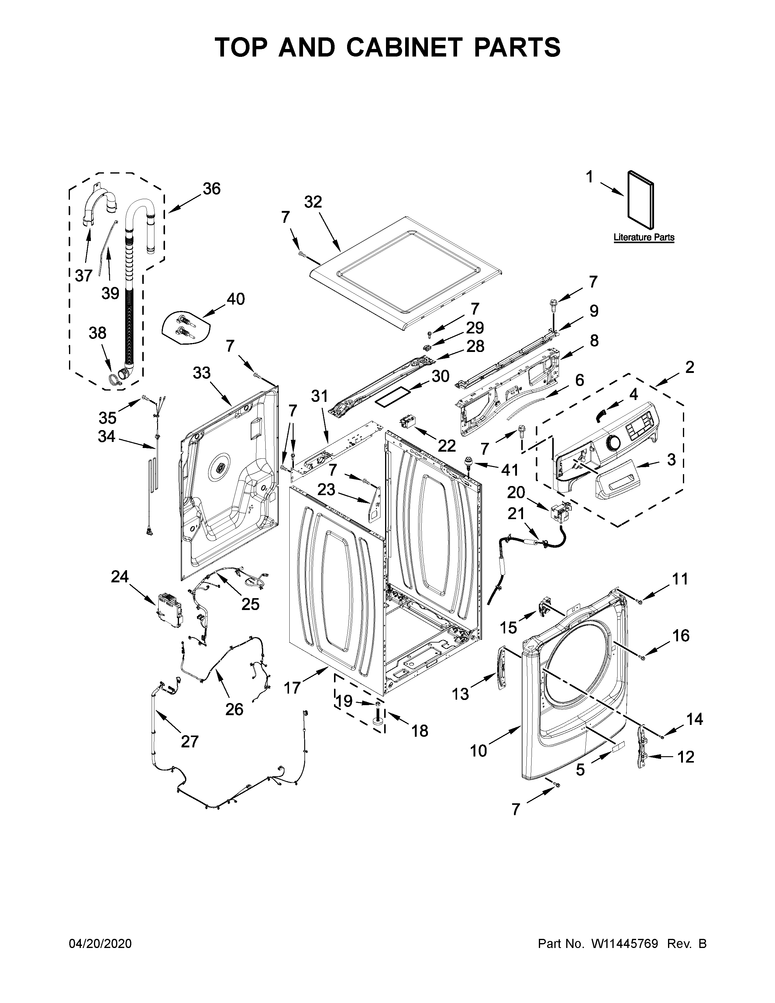 Maytag MHW6630HW1 top and cabinet parts diagram