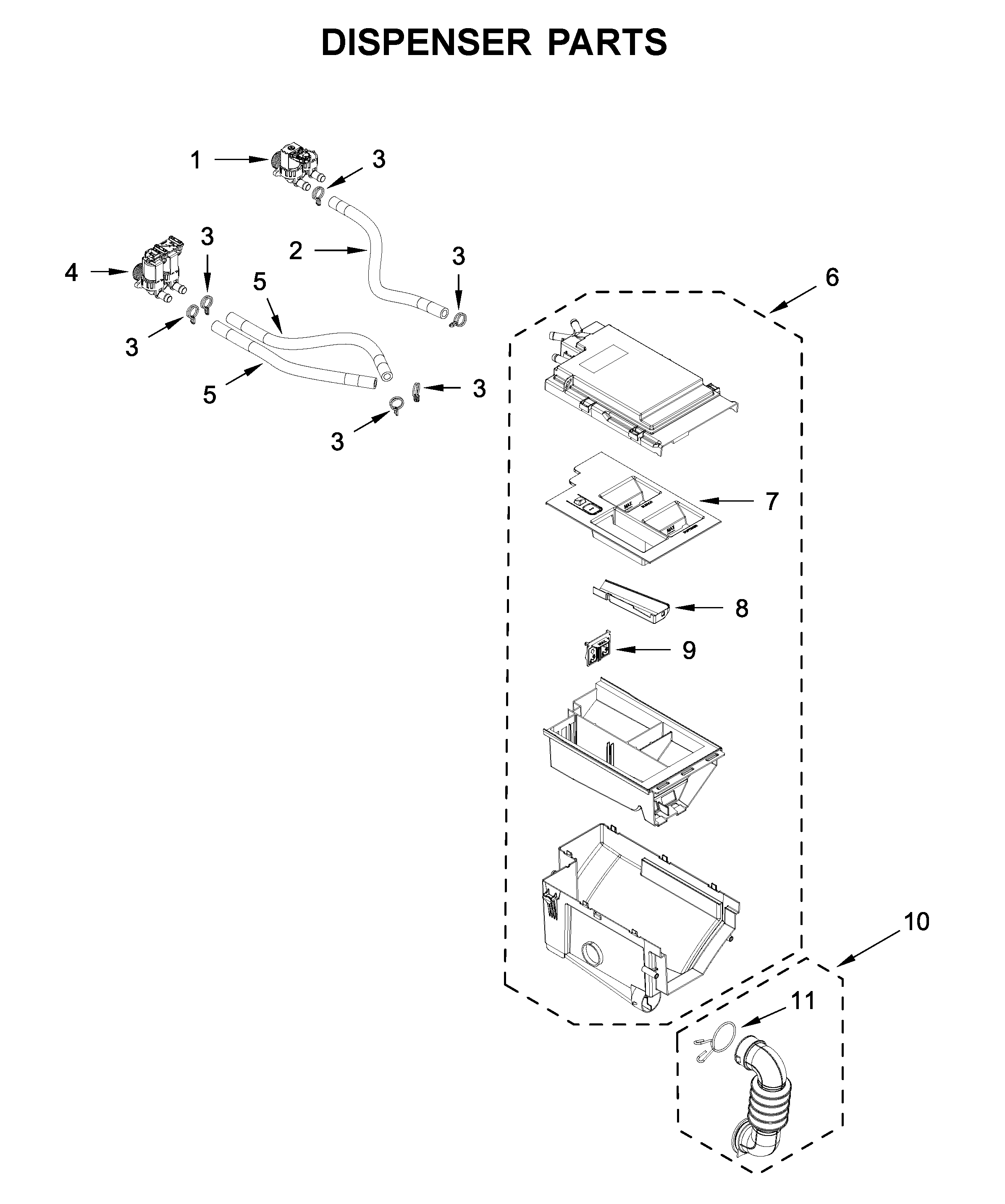 Maytag MHW6630HW1 dispenser parts diagram