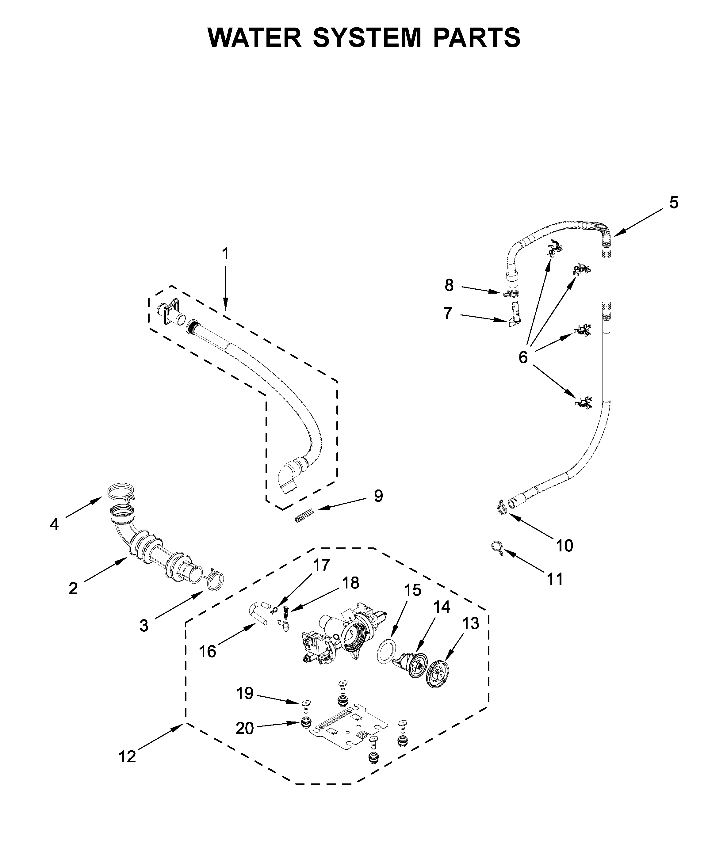 Maytag MHW6630HW1 water system parts diagram