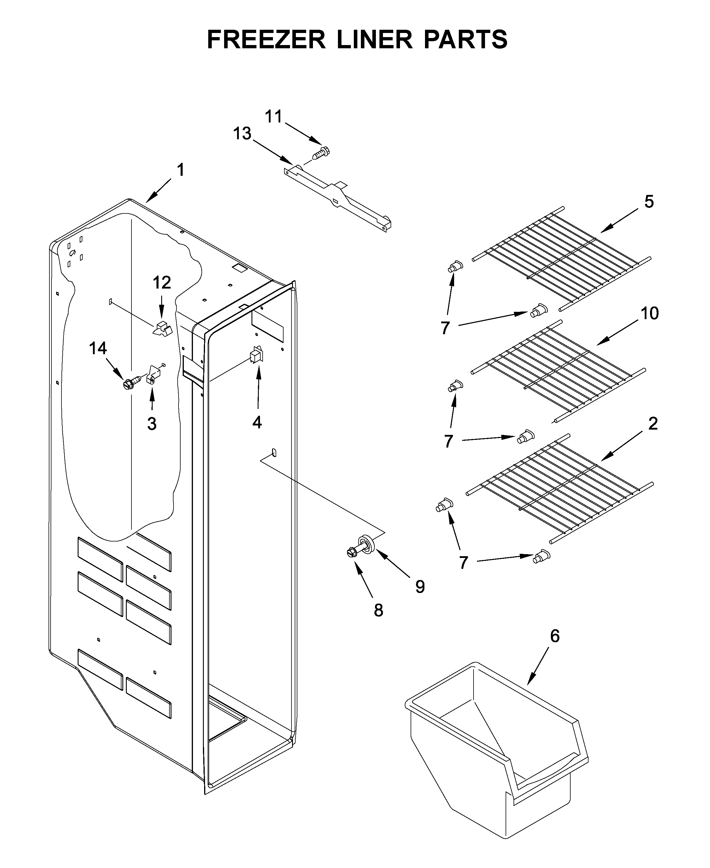 Amana ASI2175GRS04 freezer liner parts diagram