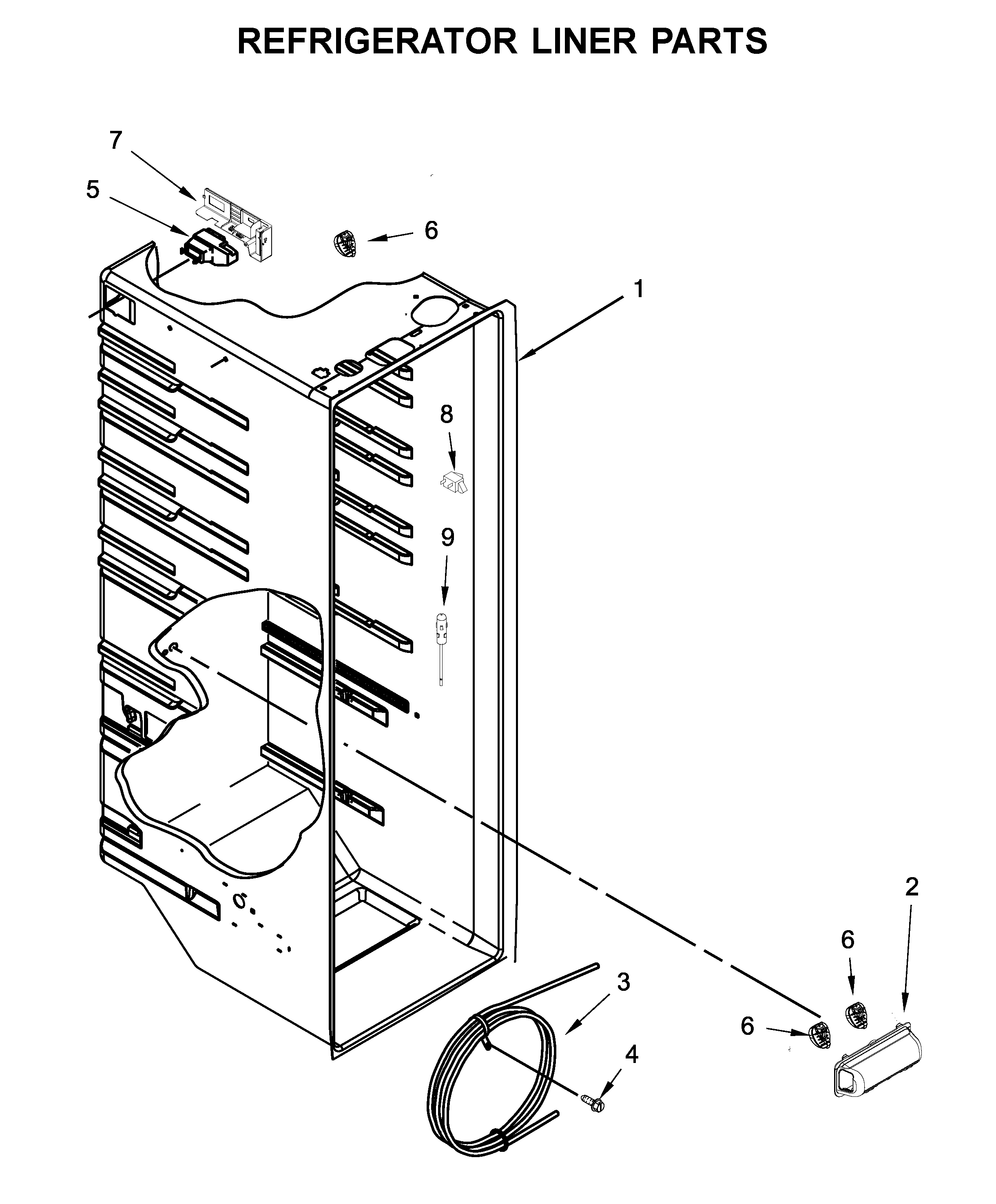 Amana ASI2575GRS05 refrigerator liner parts diagram