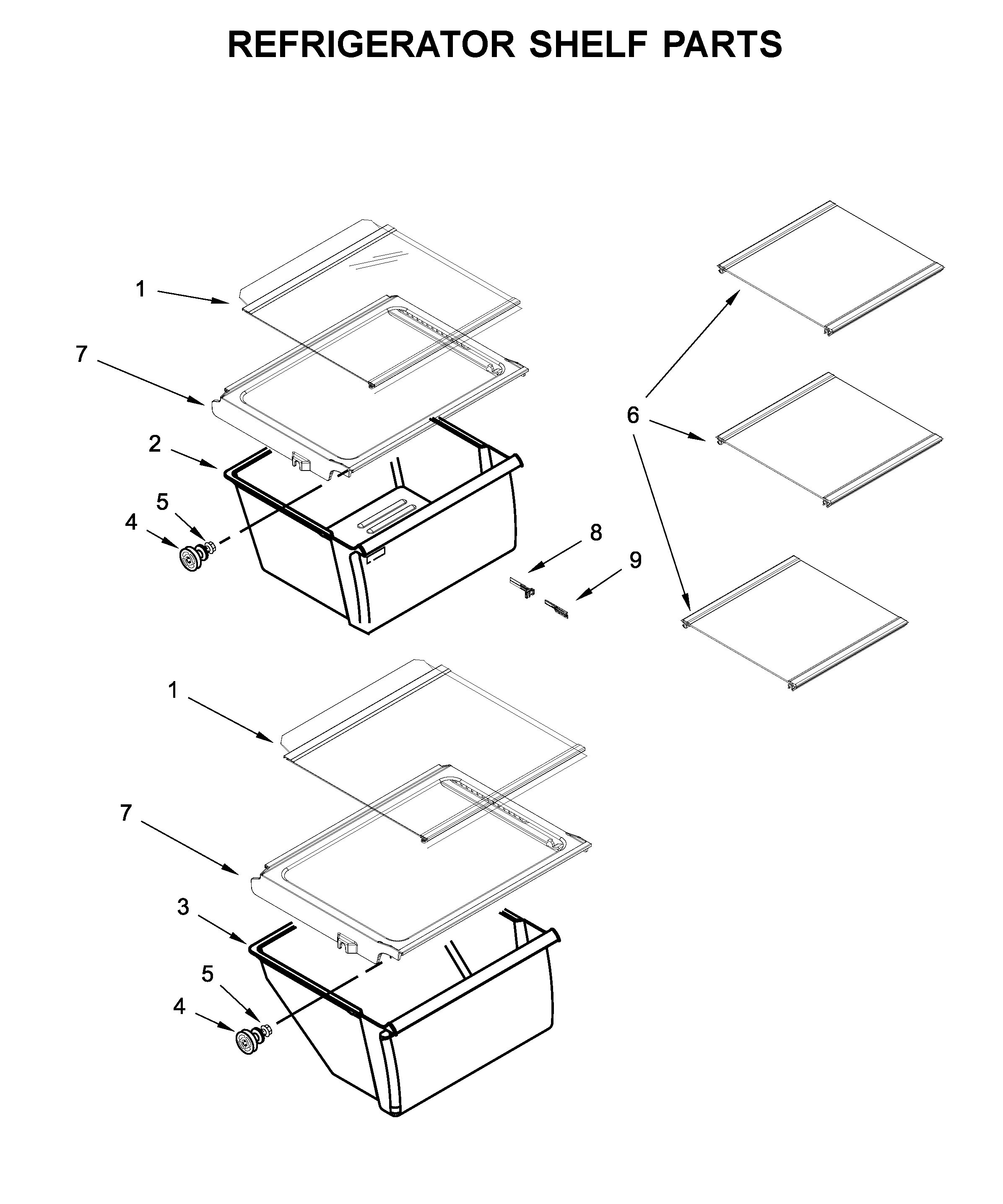 Amana ASI2575GRS05 refrigerator shelf parts diagram