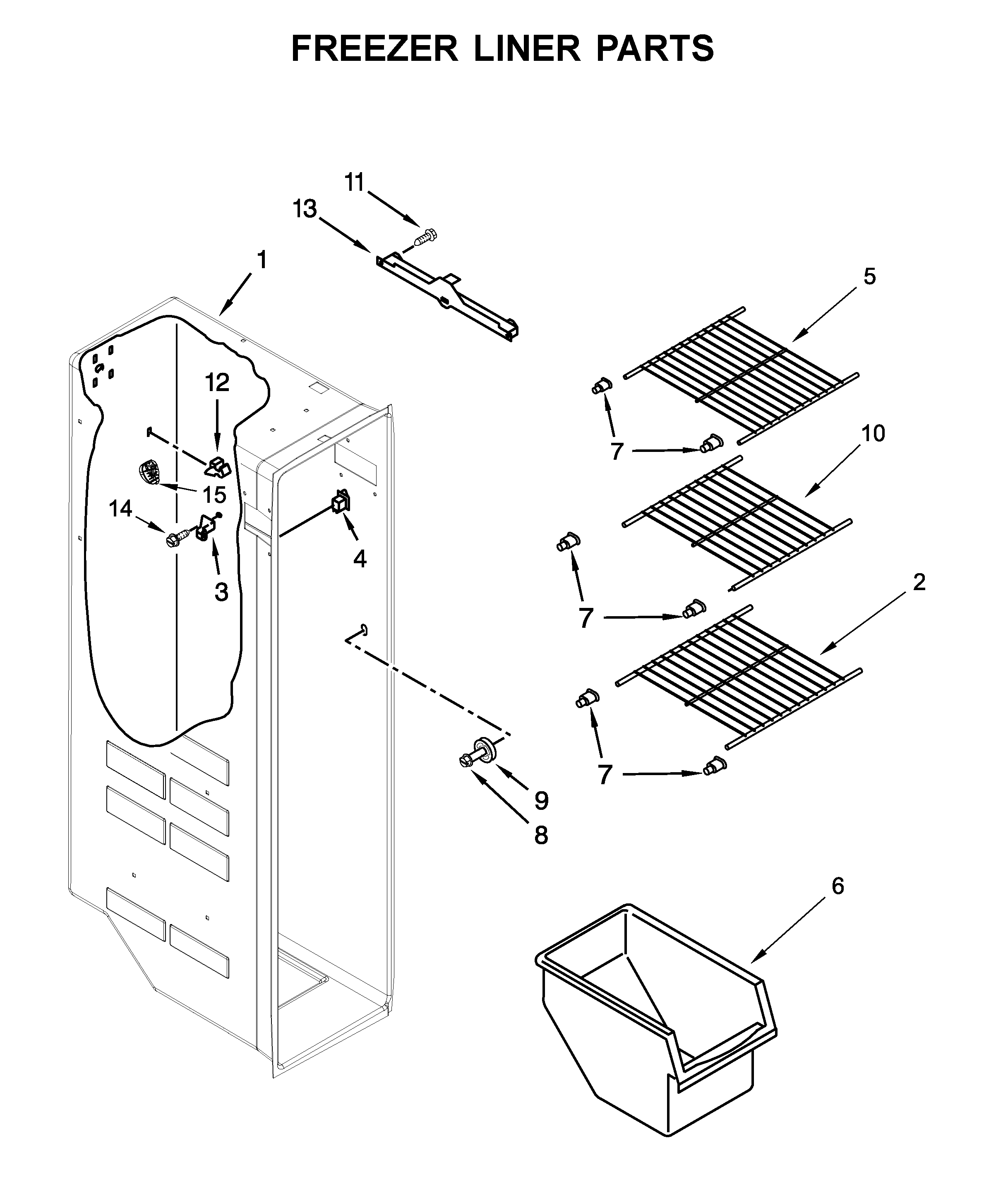 Amana ASI2575GRS05 freezer liner parts diagram