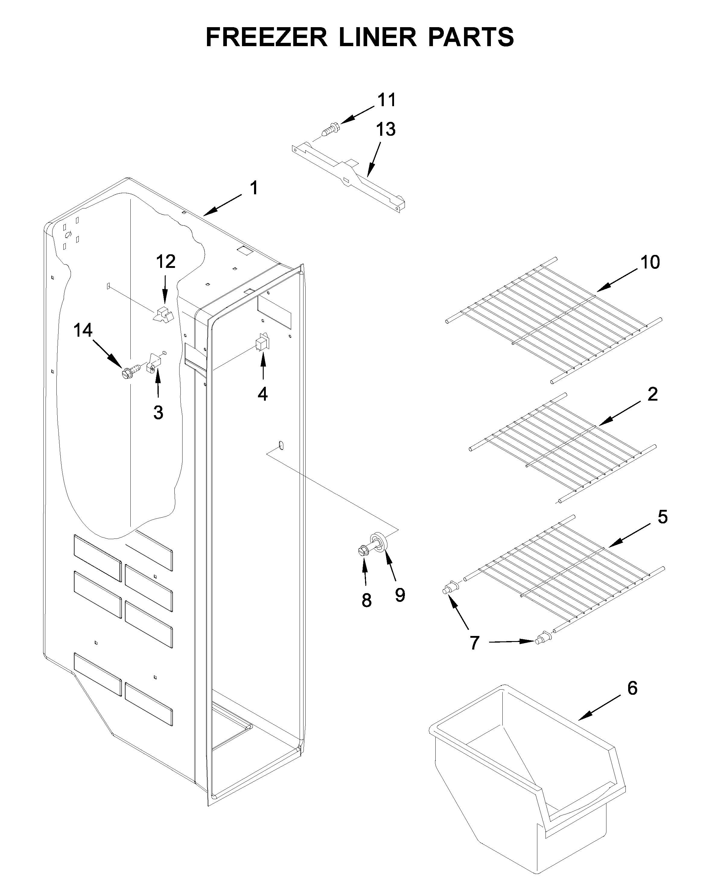 Ikea ISF25D2XBM01 freezer liner parts diagram