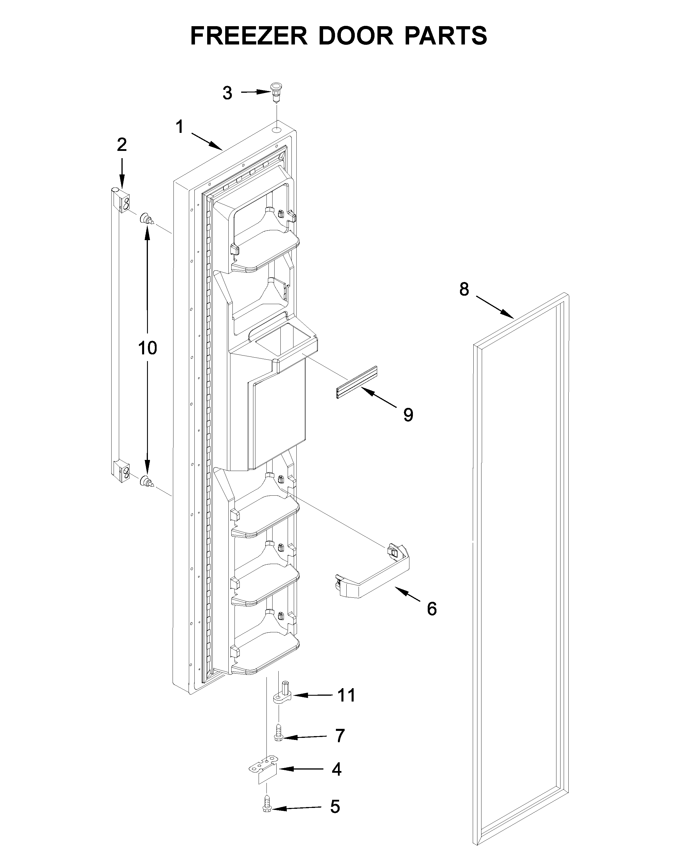 Ikea ISF25D2XBM01 freezer door parts diagram