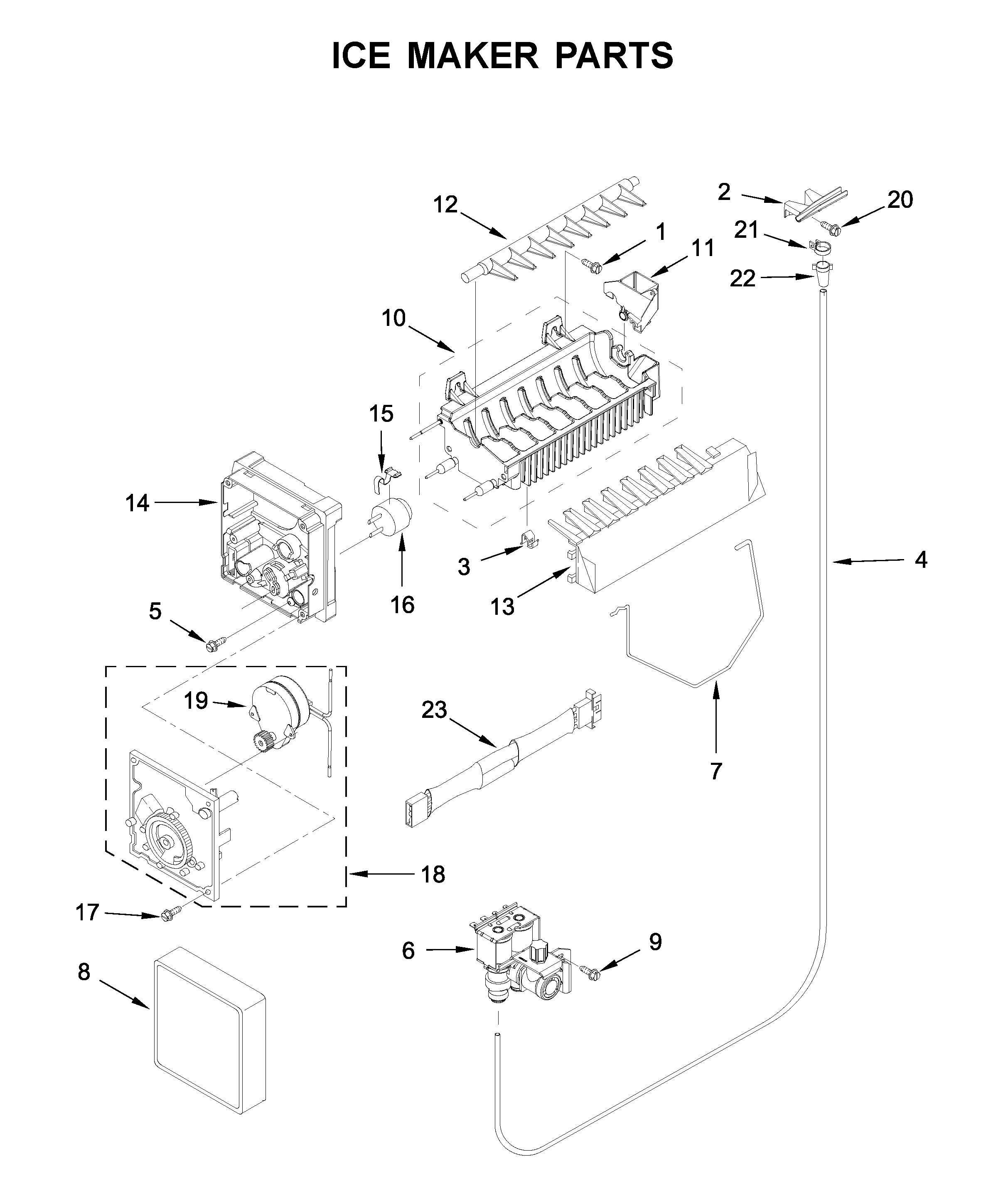 Ikea ISF25D2XBM01 ice maker parts diagram
