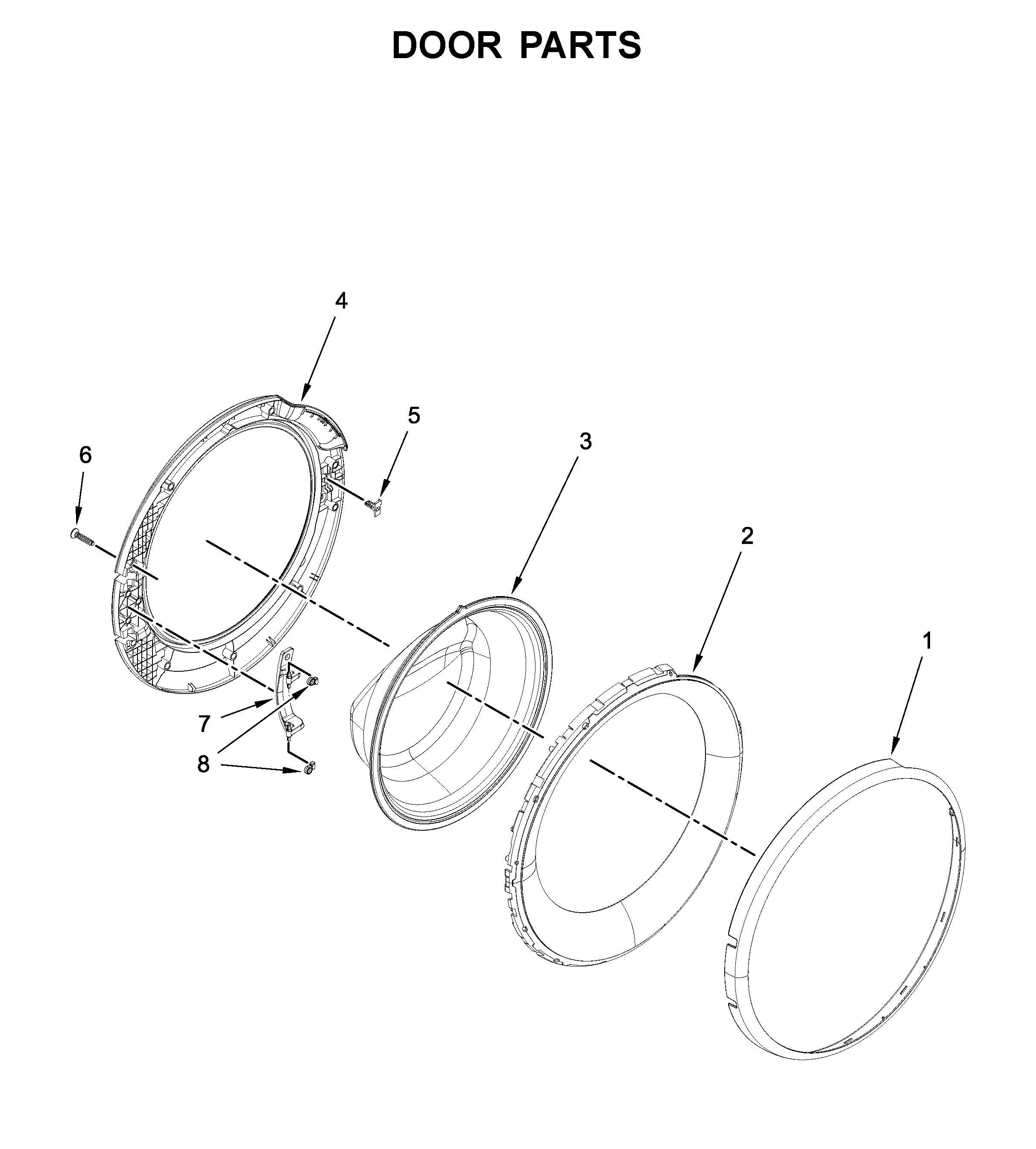 Whirlpool WFW5090JW0 door parts diagram