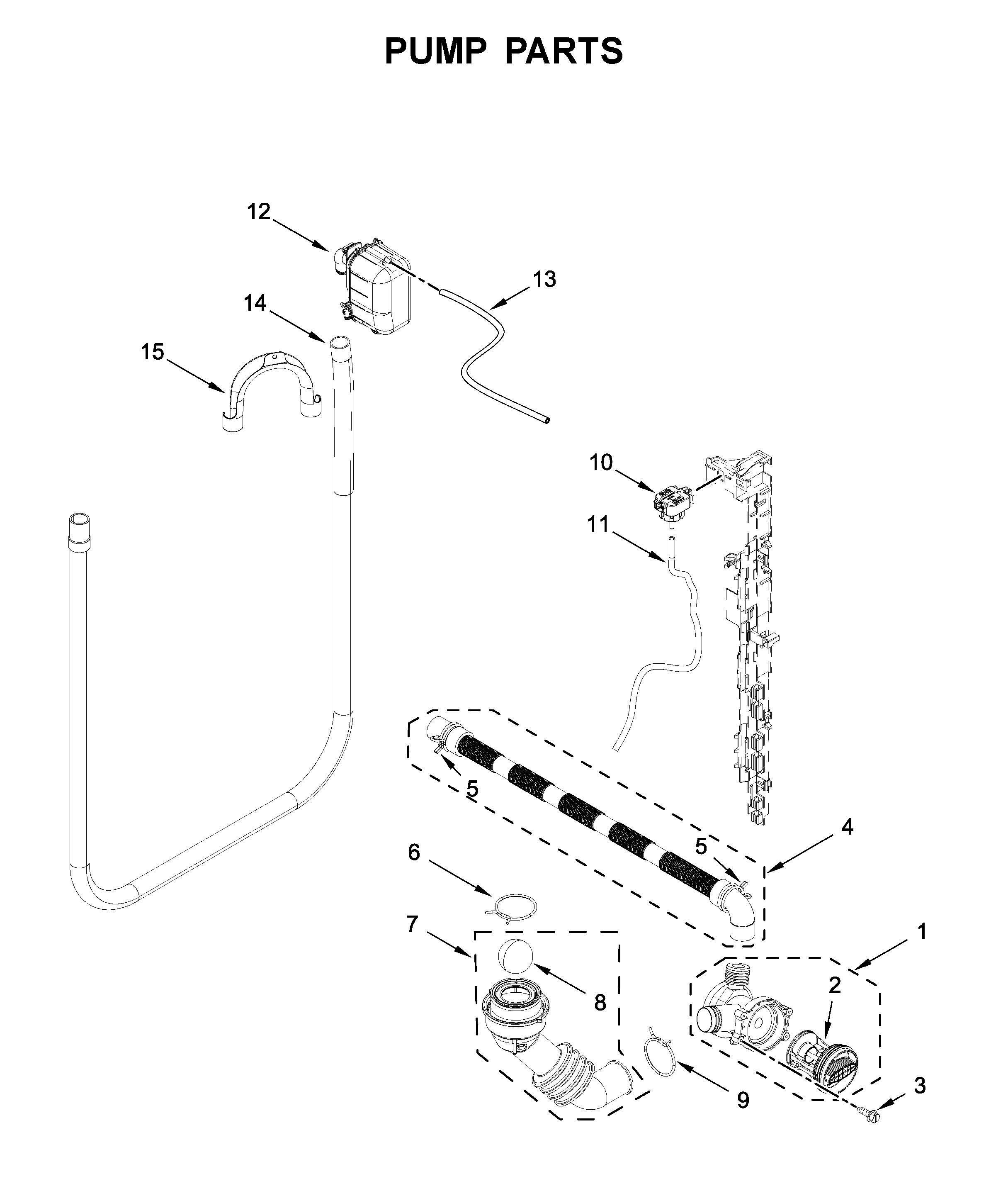 Whirlpool WFW5090JW0 pump parts diagram