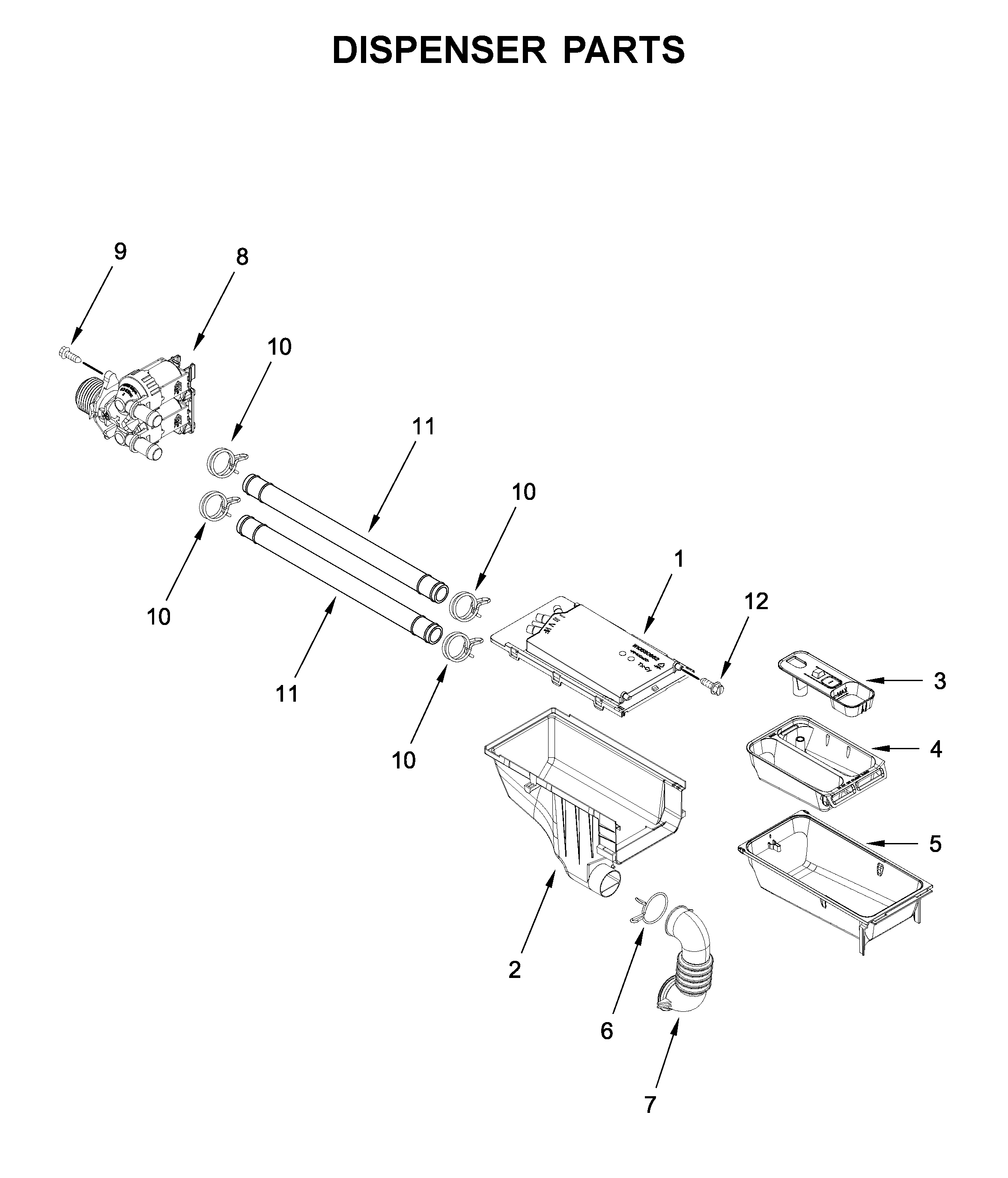 Whirlpool WFW5090JW0 dispenser parts diagram
