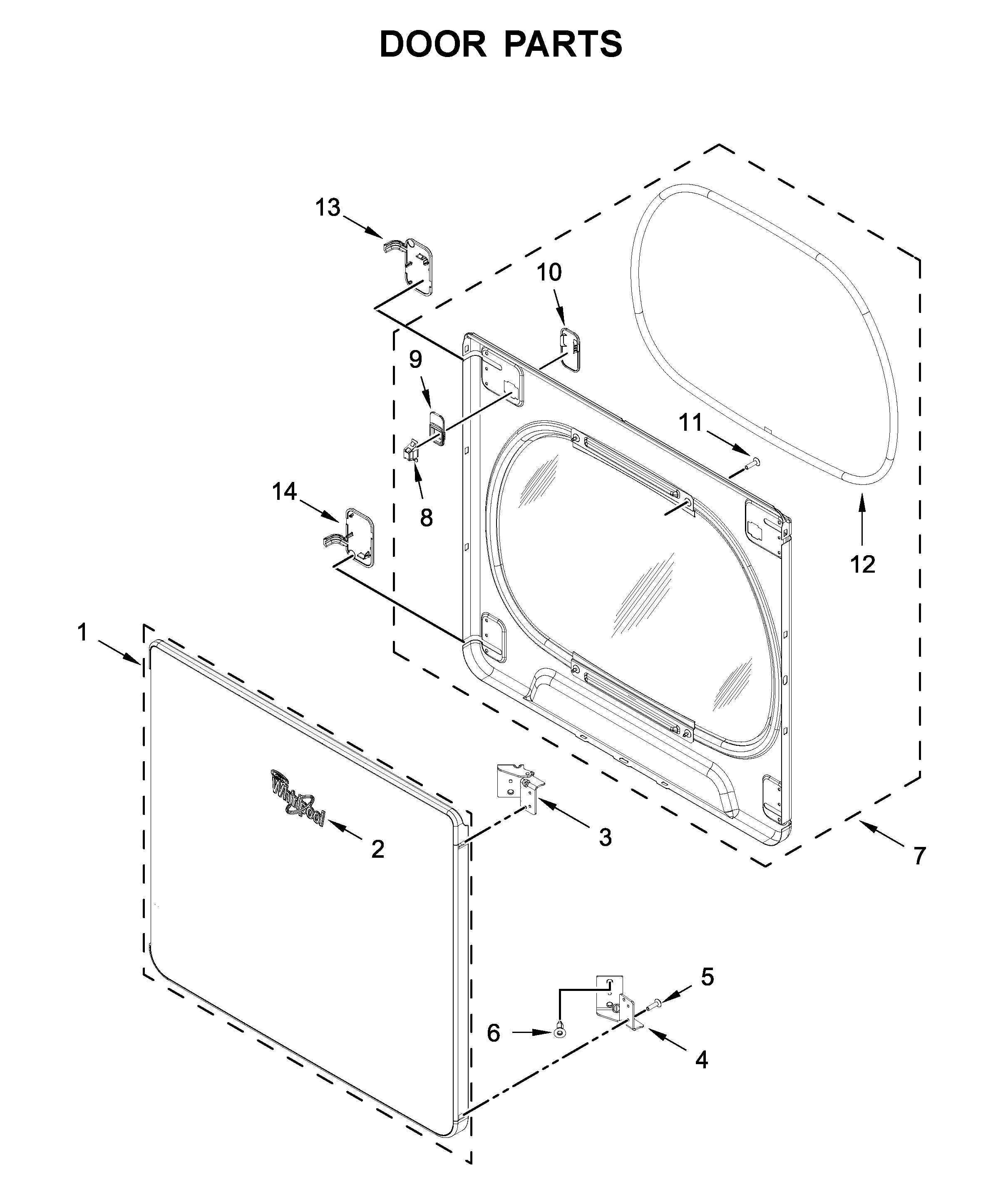 Whirlpool WED8120HW0 door parts diagram