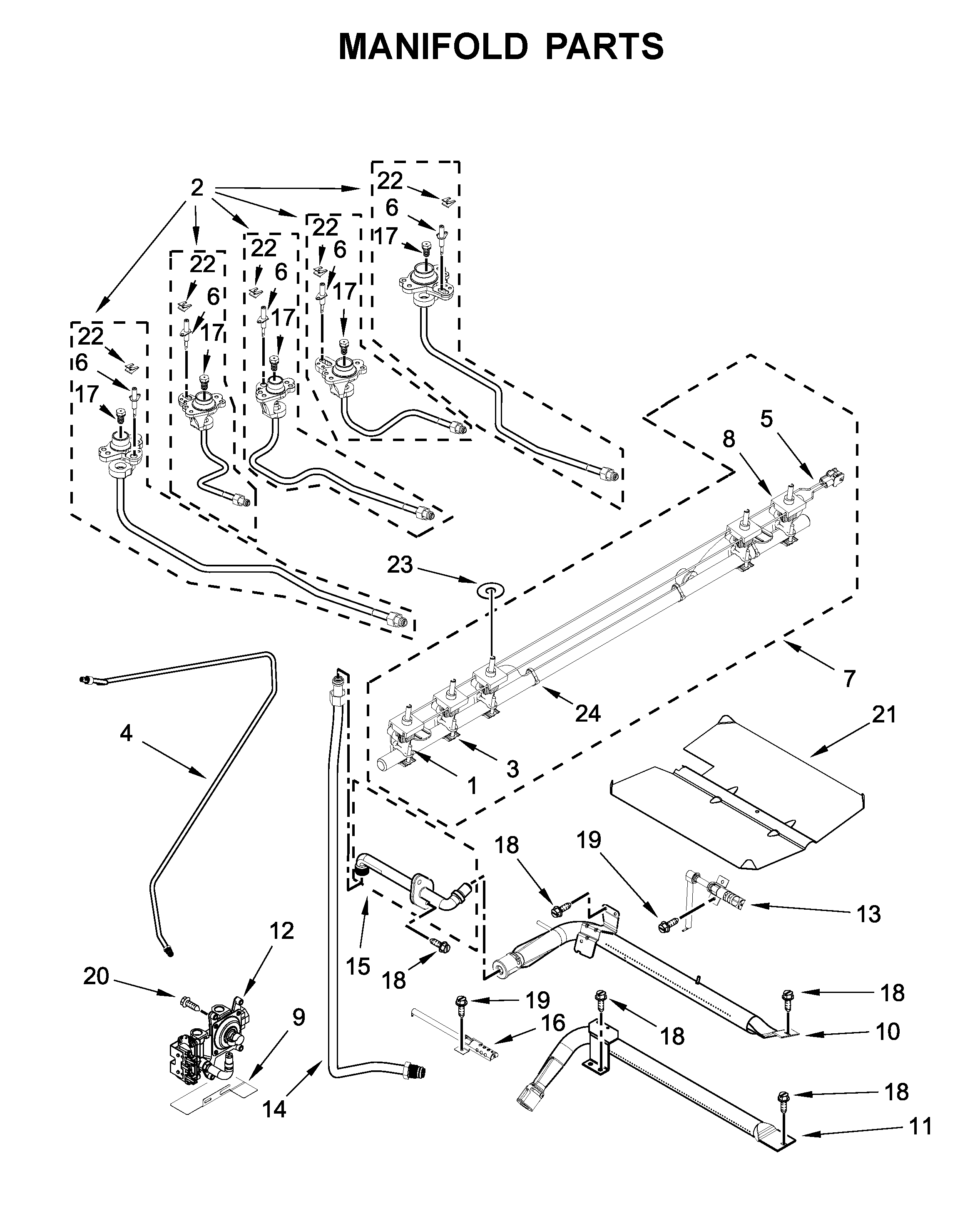 Whirlpool WEG745H0FS1 manifold parts diagram