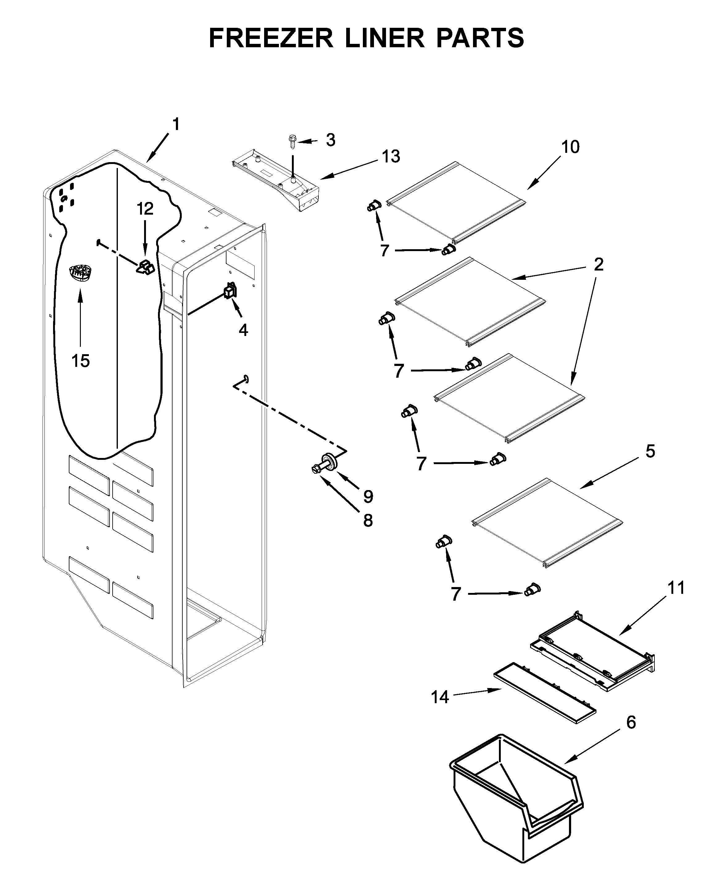 Whirlpool WRS555SIHB03 freezer liner parts diagram