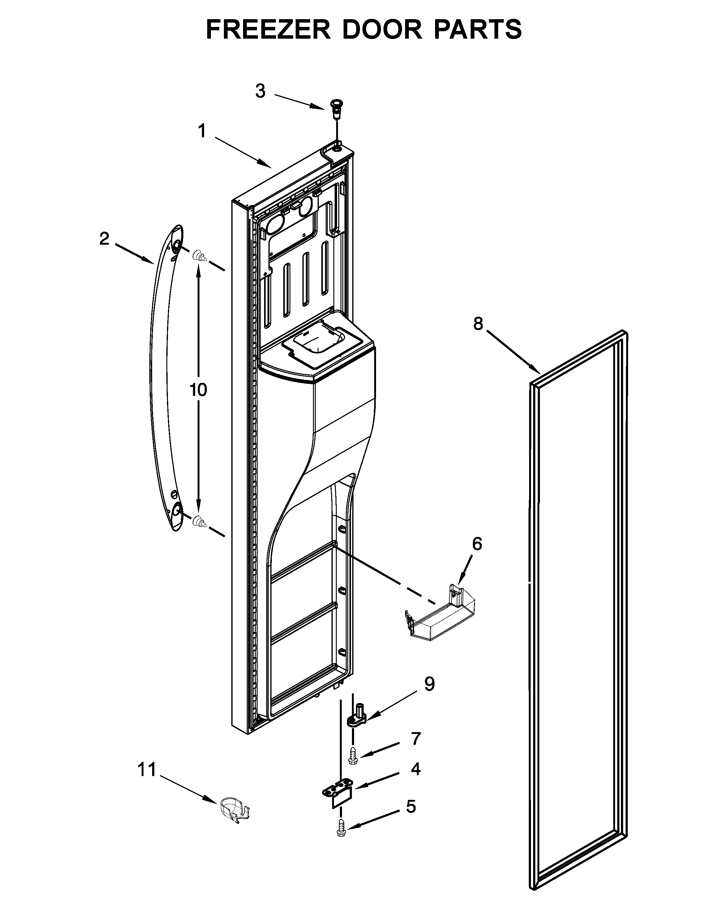 Whirlpool WRS555SIHB03 freezer door parts diagram