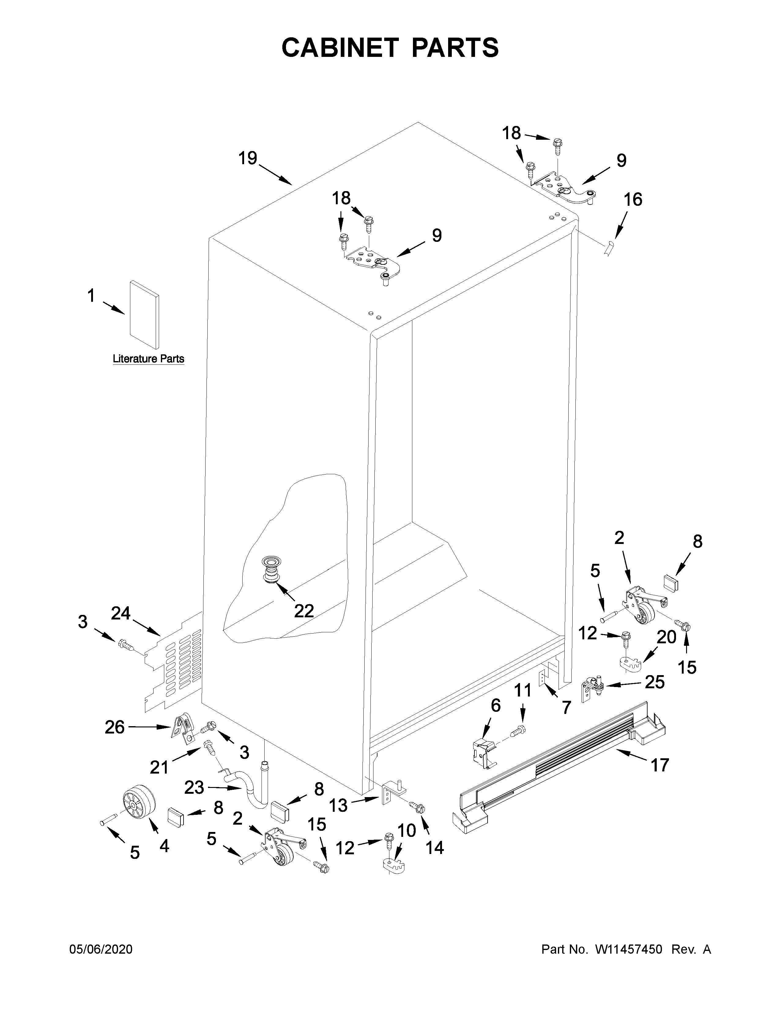 Whirlpool WRS312SNHB02 cabinet parts diagram