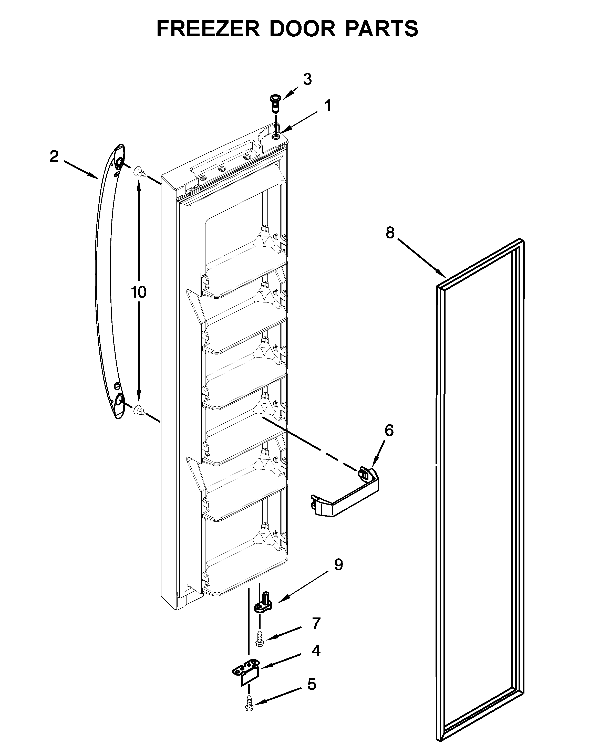 Whirlpool WRS312SNHB02 freezer door parts diagram