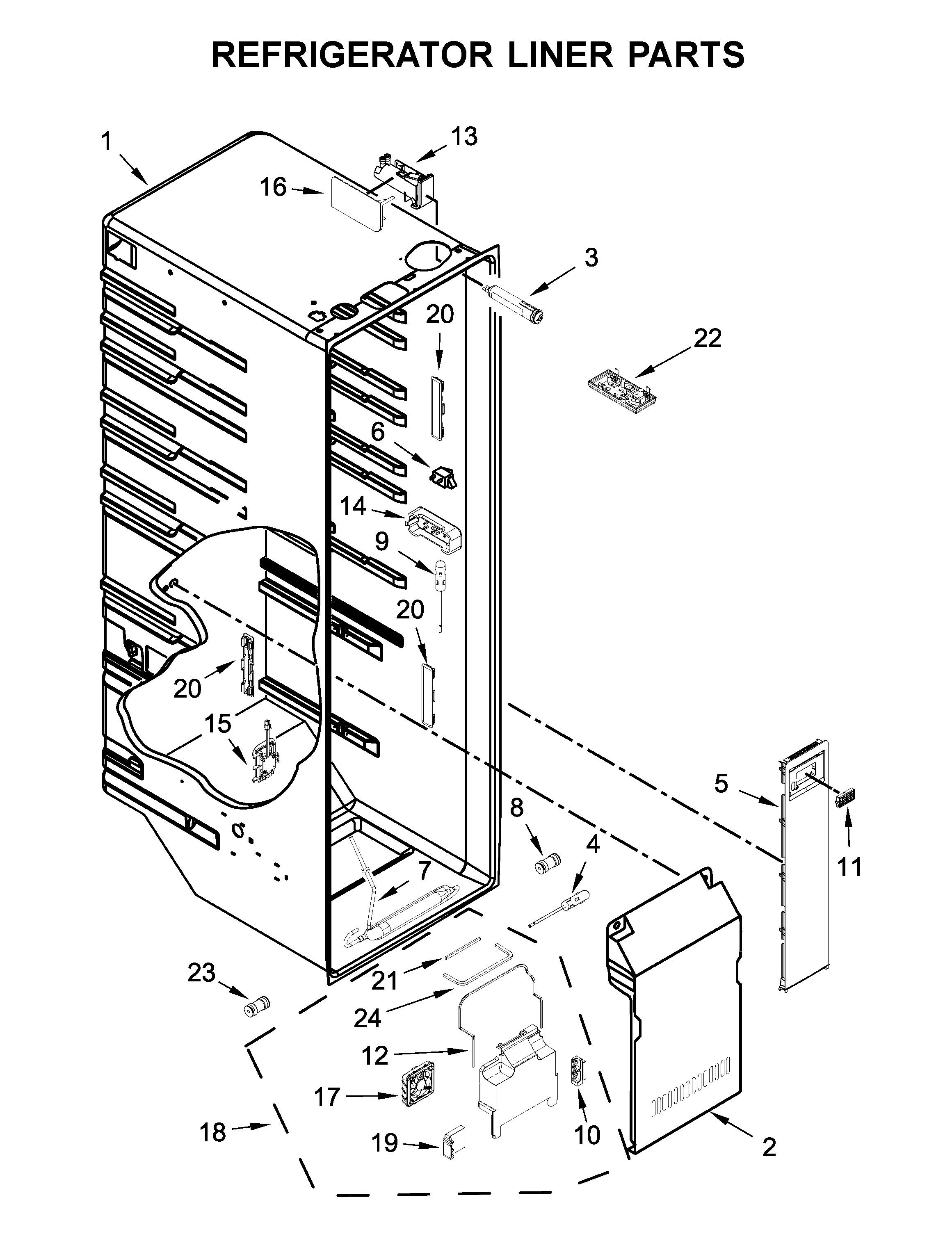 Whirlpool WRS970CIHZ00 refrigerator liner parts diagram