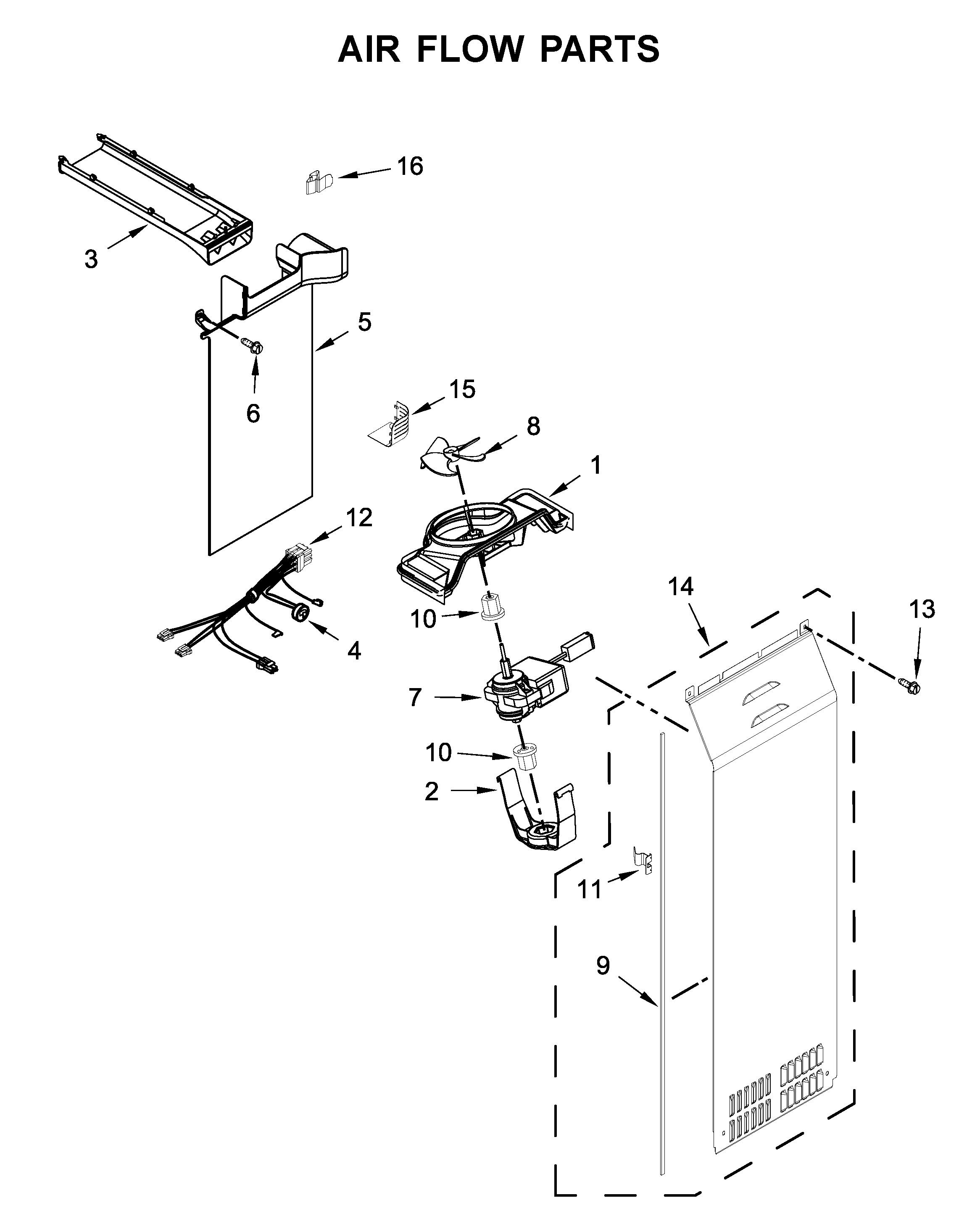 Whirlpool WRS970CIHZ00 air flow parts diagram
