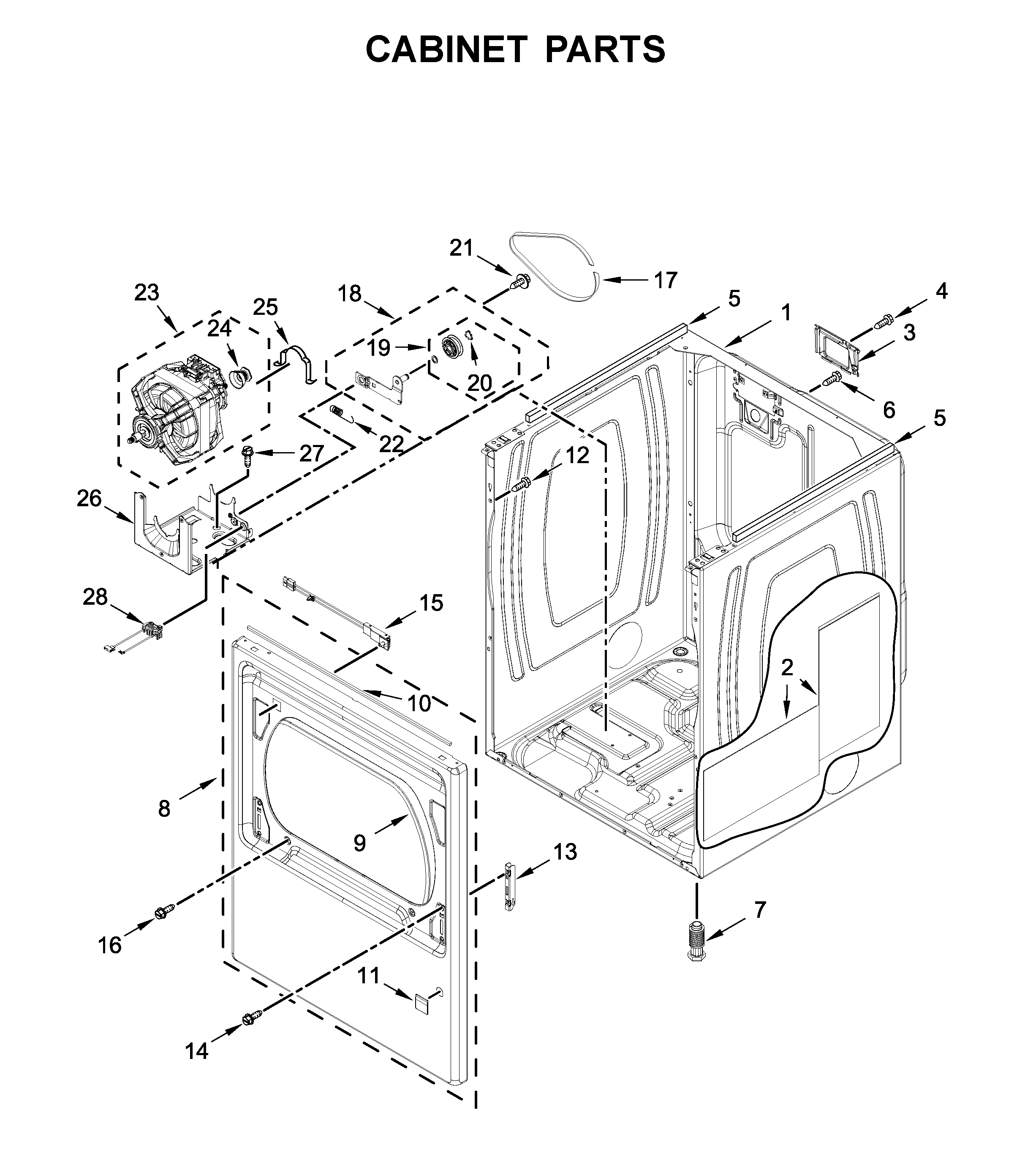Maytag MED6230HW1 cabinet parts diagram