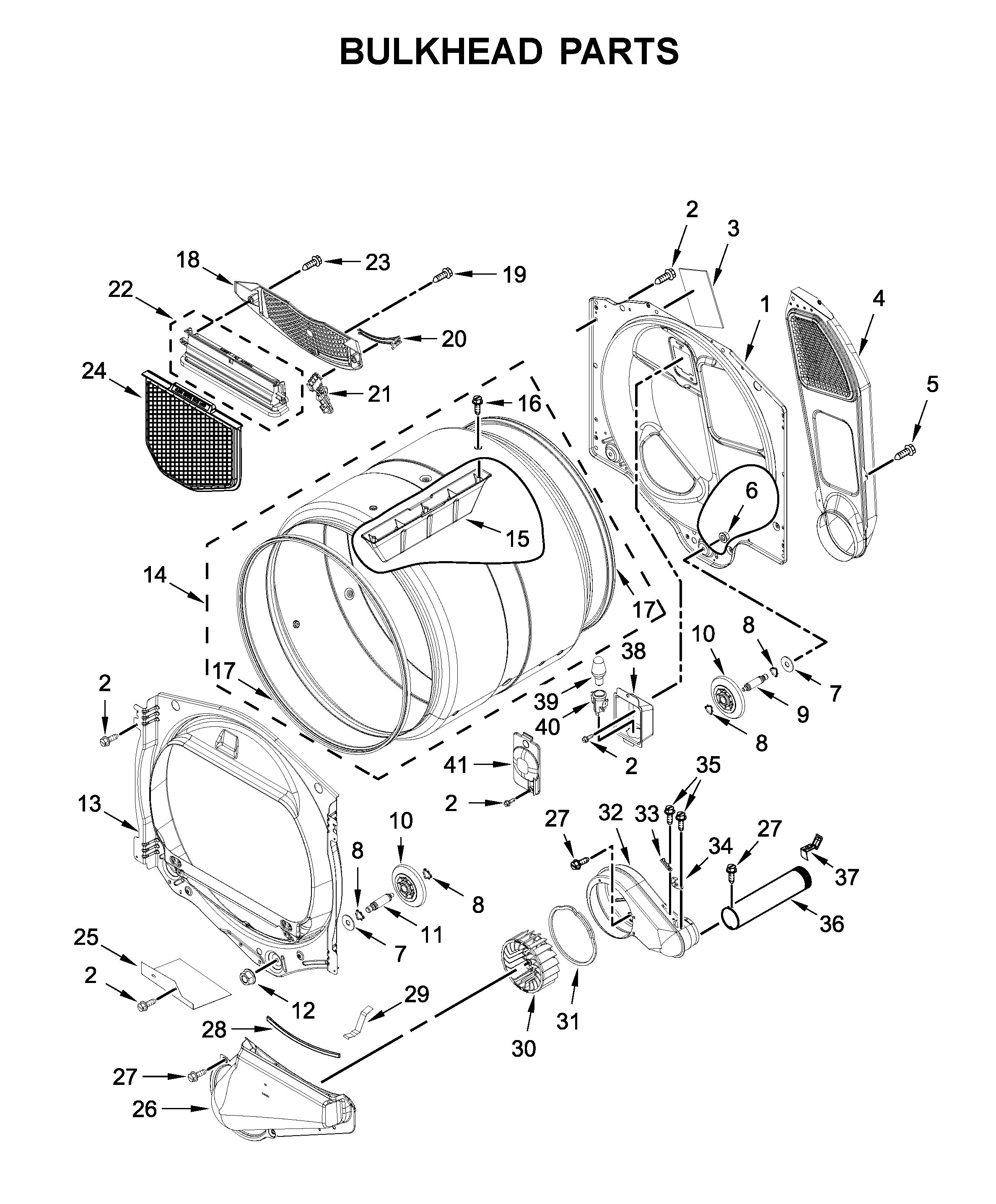 Maytag MED6230HW1 bulkhead parts diagram