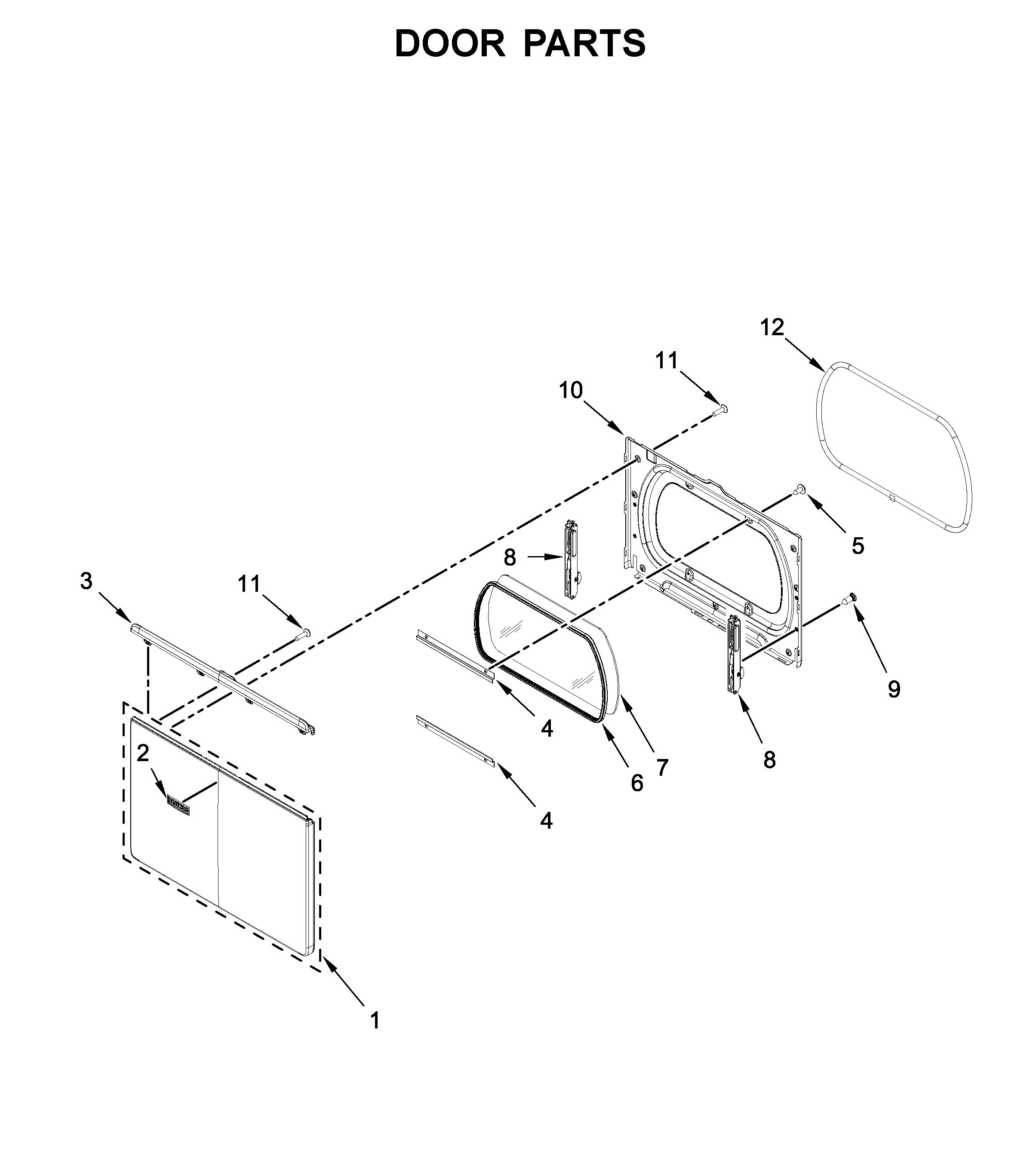 Maytag MED6230HW1 door parts diagram