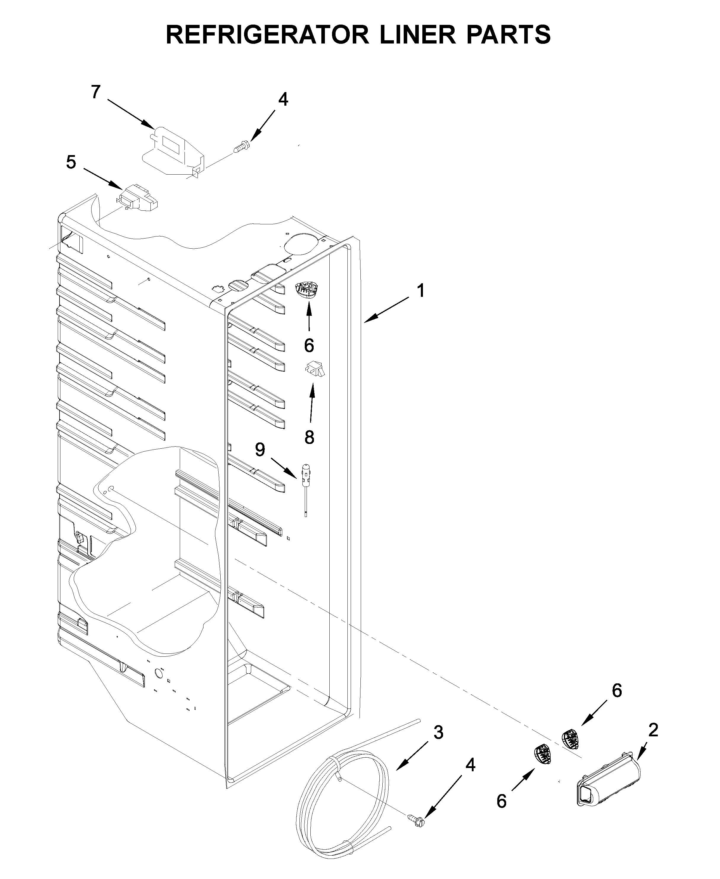 Whirlpool WRS321SDHB05 refrigerator liner parts diagram