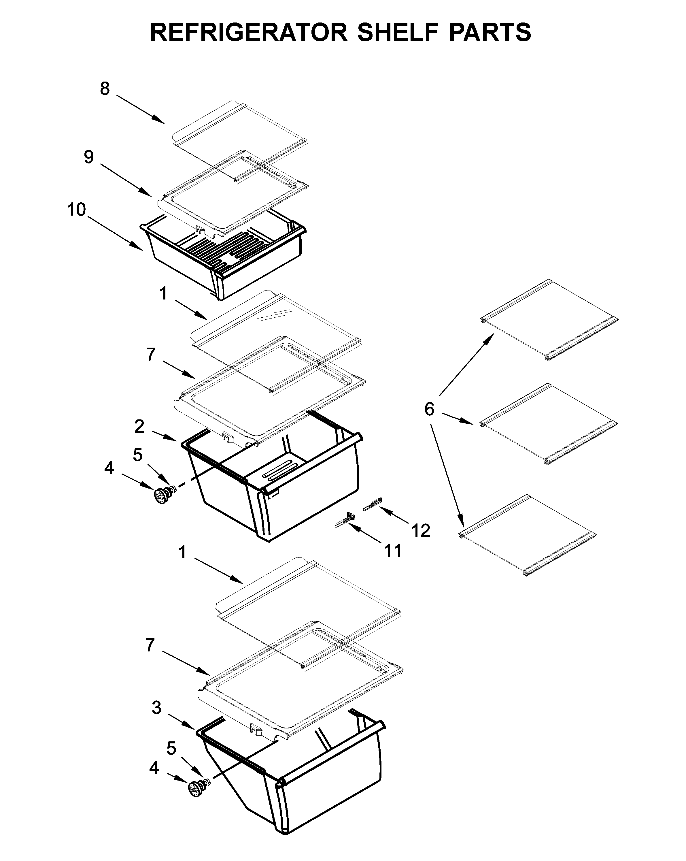 Whirlpool WRS321SDHB05 refrigerator shelf parts diagram