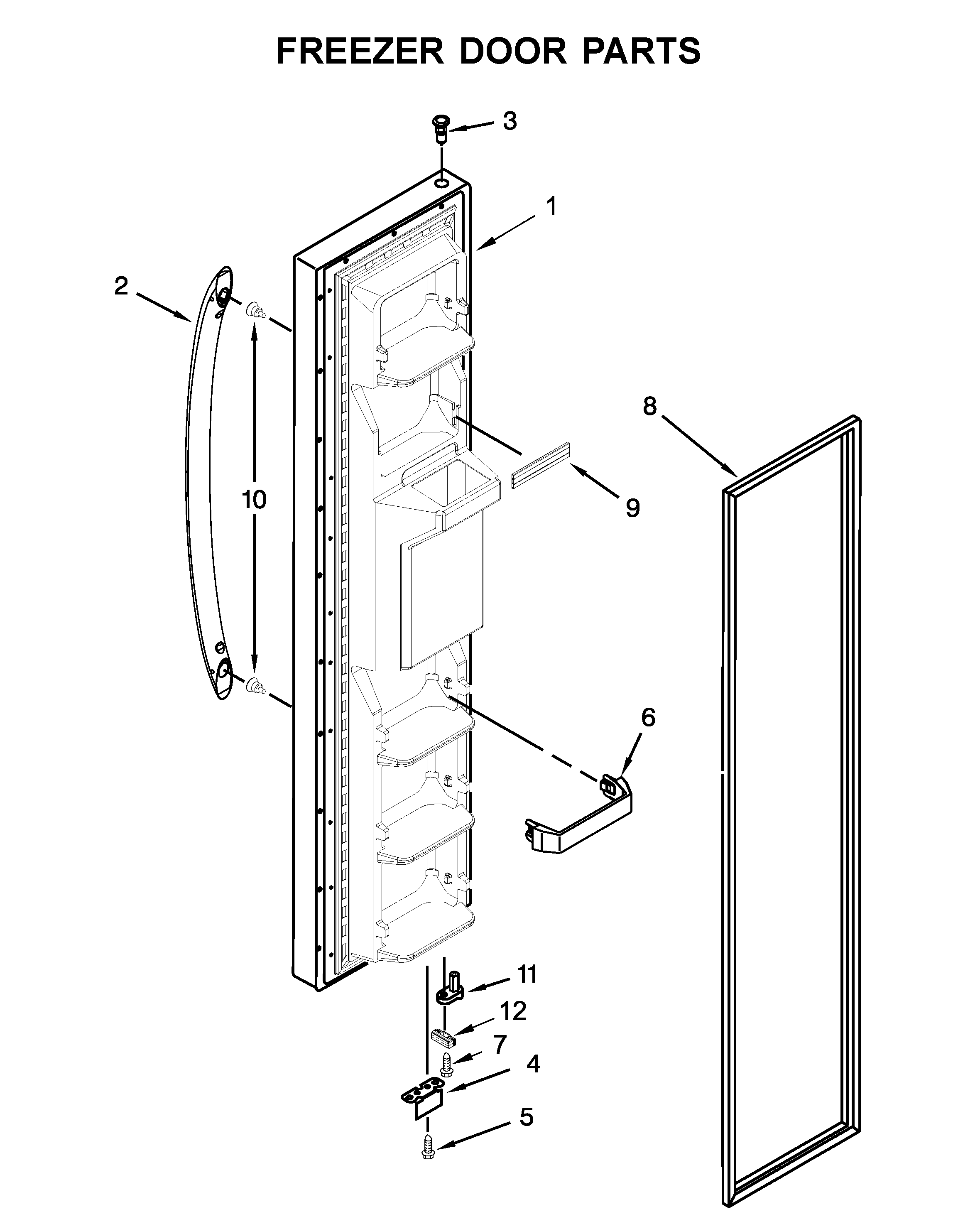 Whirlpool WRS321SDHB05 freezer door parts diagram