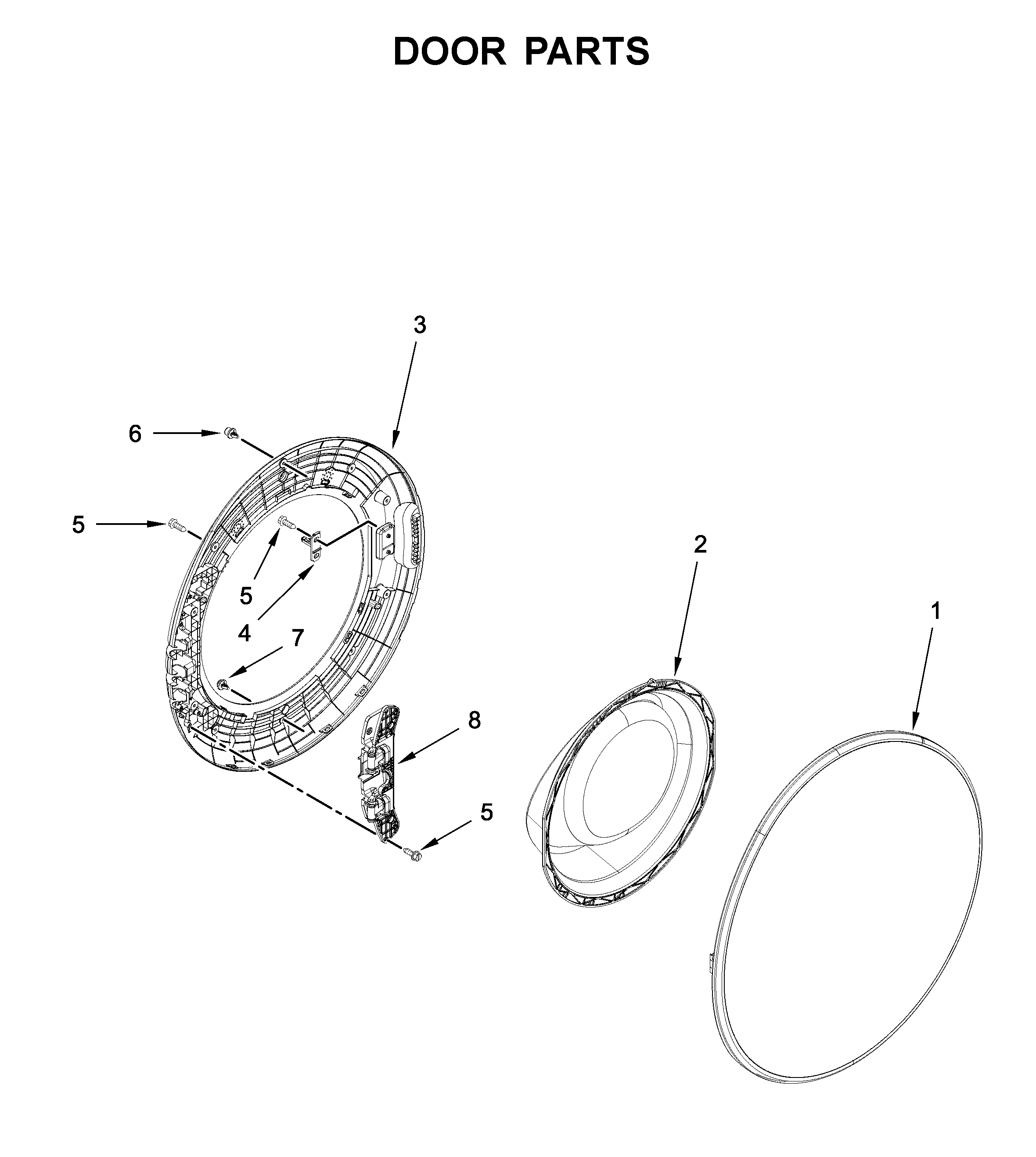 Whirlpool WFW6620HC2 door parts diagram