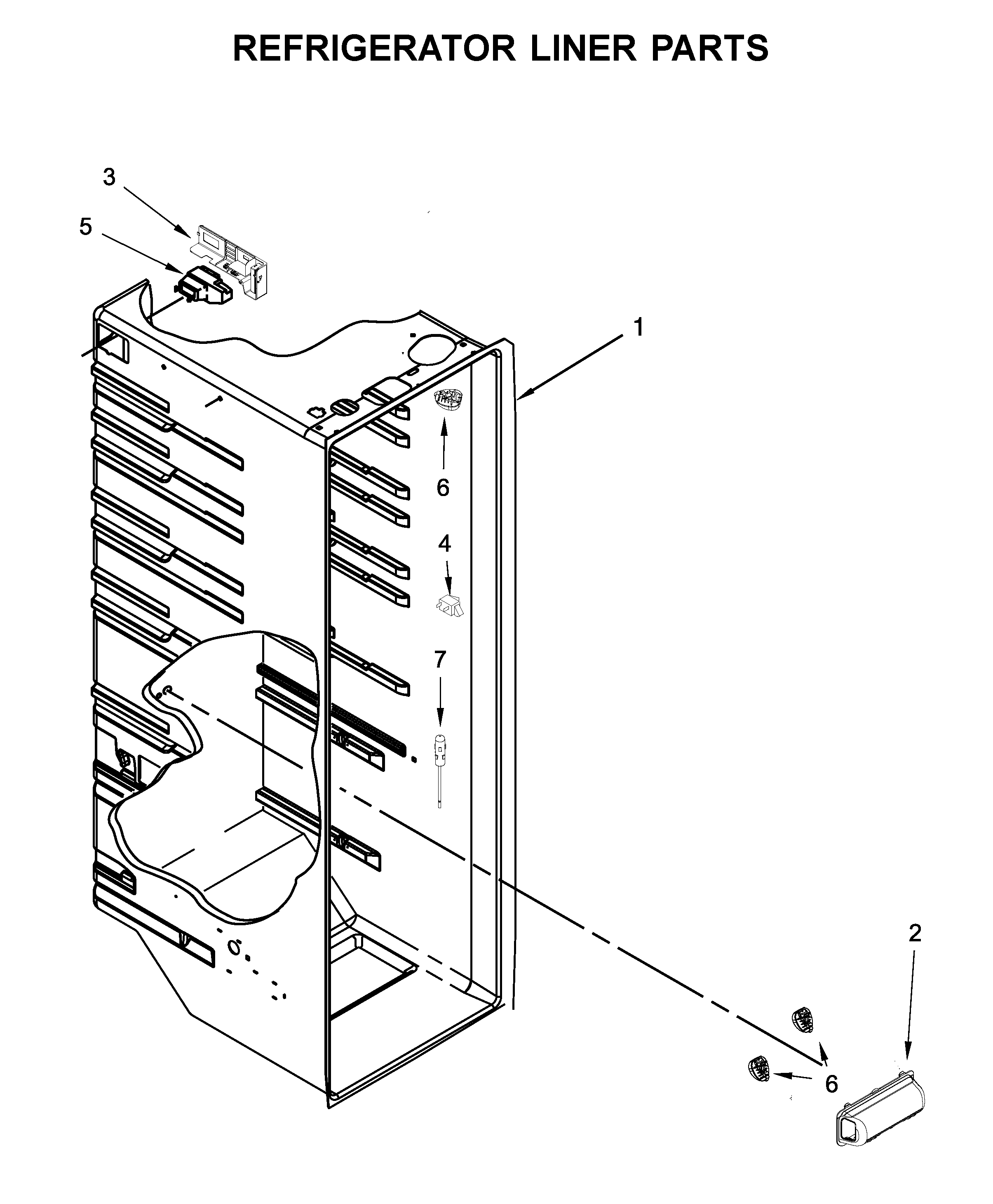 Maytag MSS25N4MKZ01 refrigerator liner parts diagram