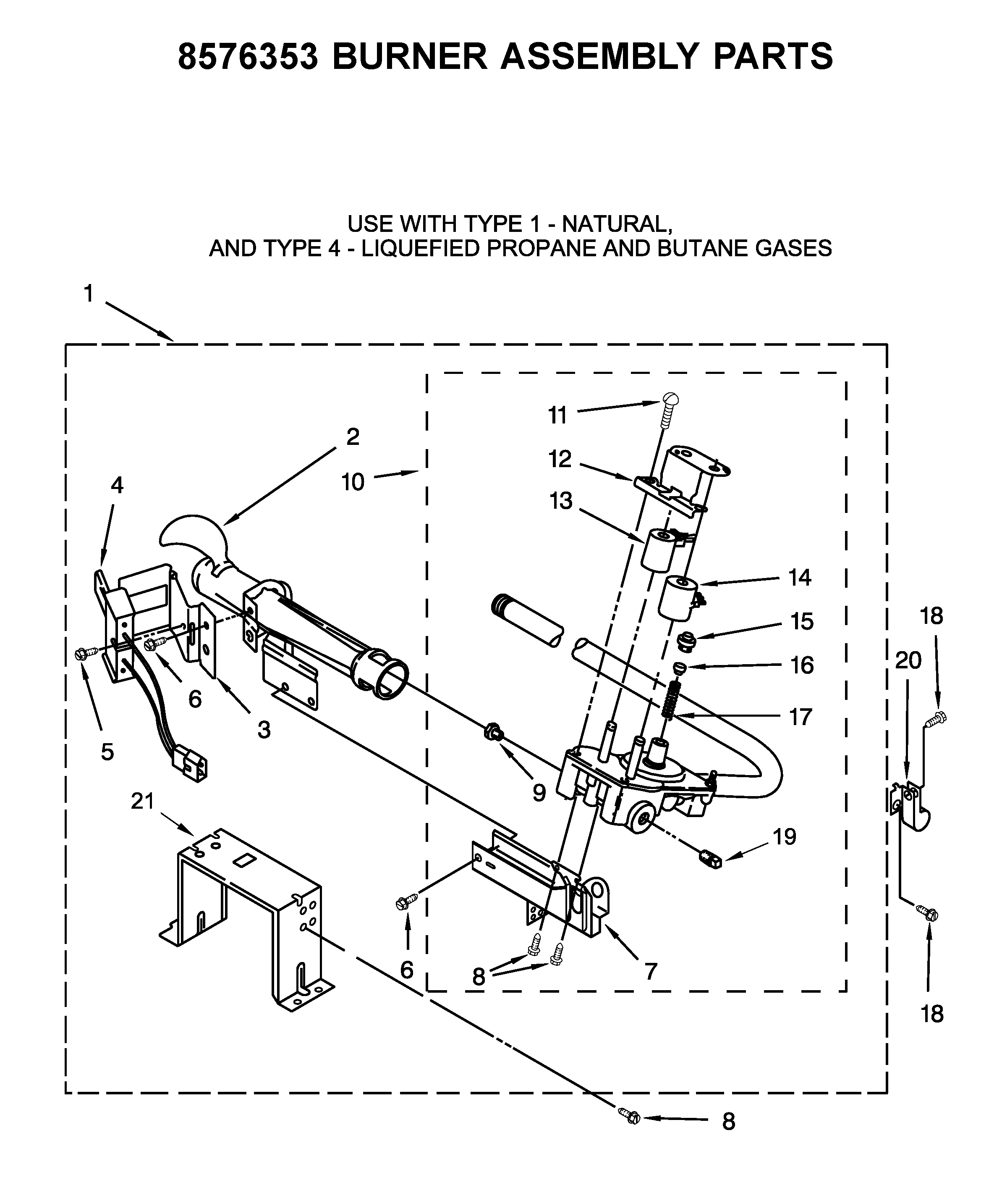 Whirlpool WGD71HEBW0 burner assembly parts diagram