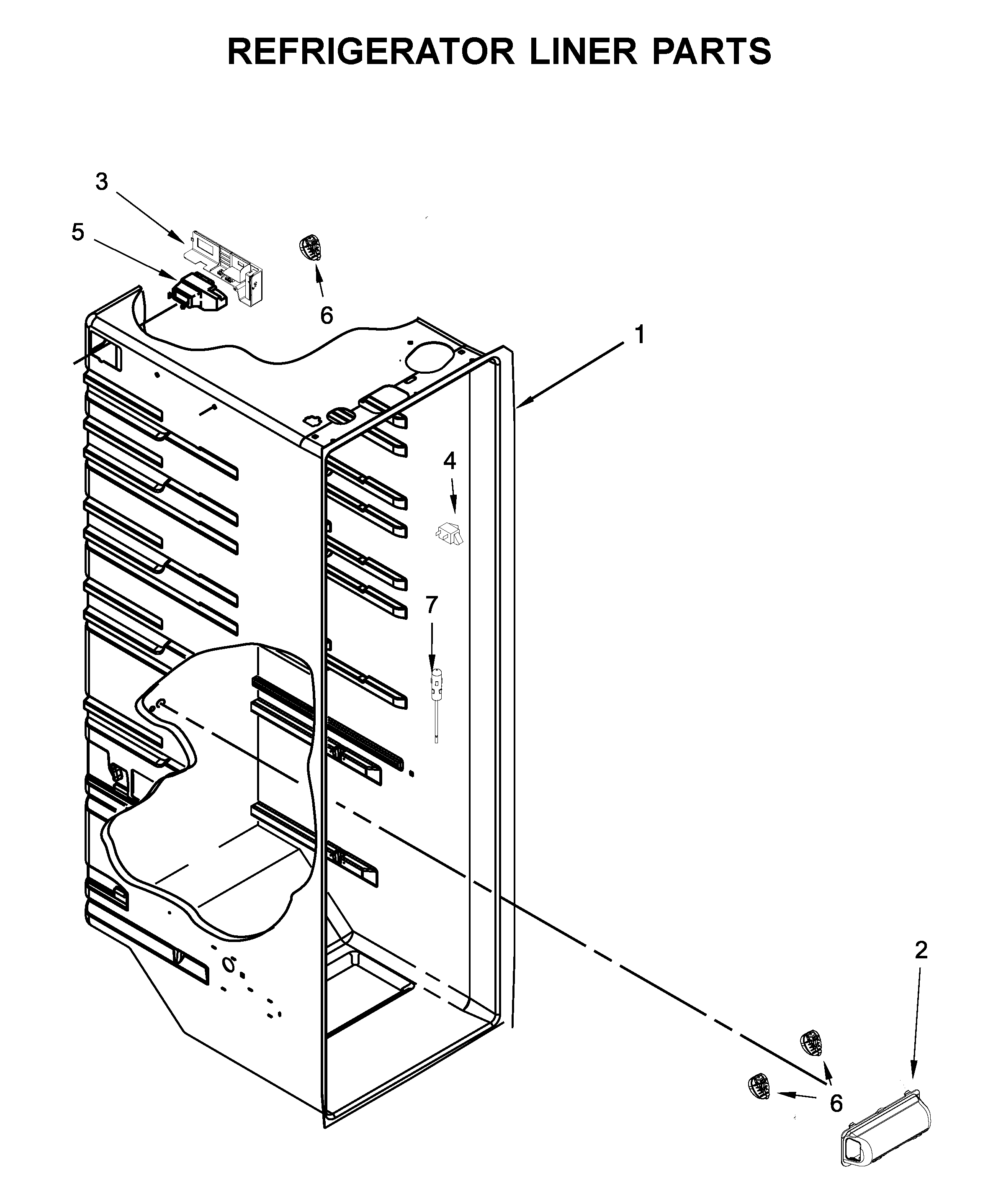 Whirlpool 8WRS21SNHW00 refrigerator liner parts diagram